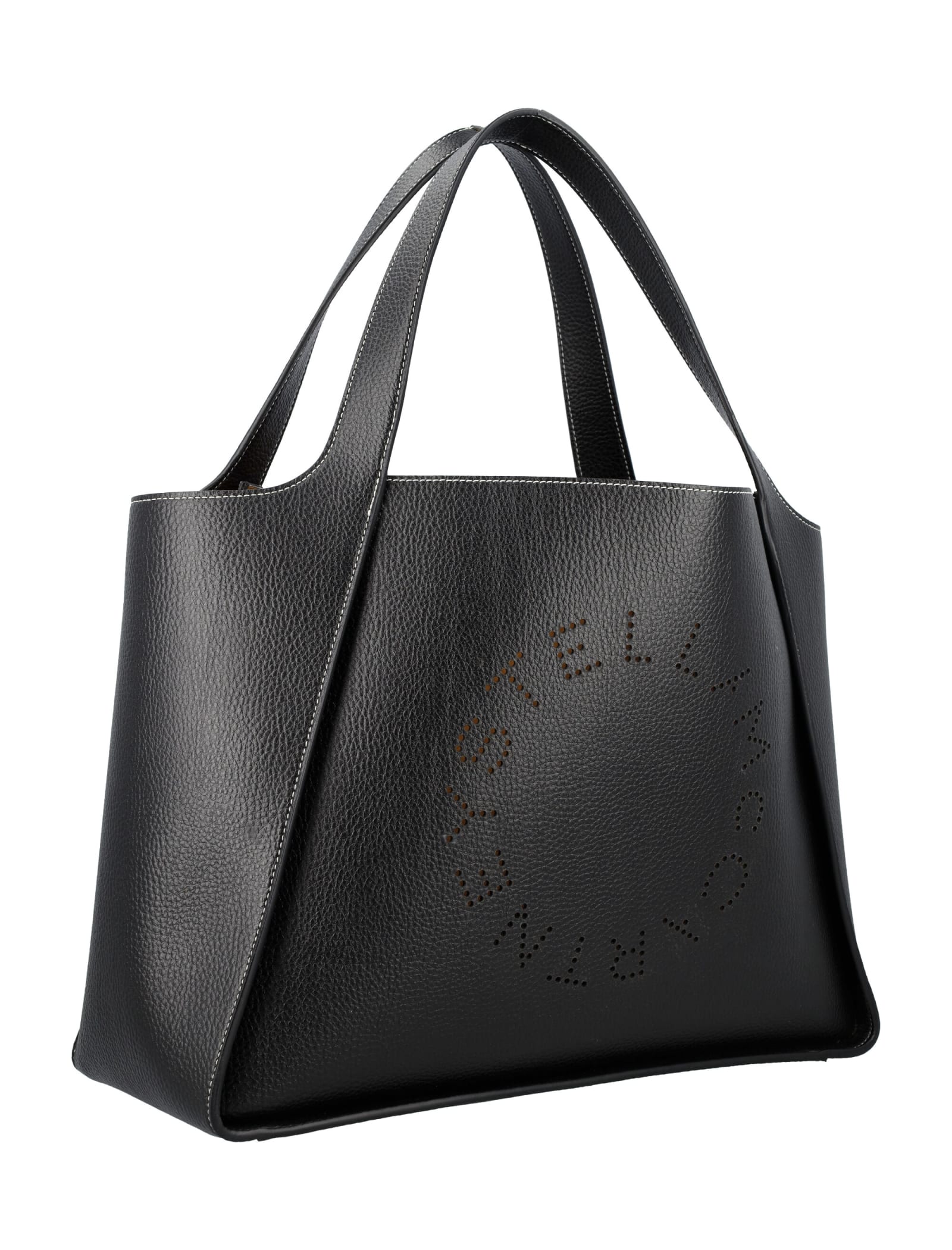 Shop Stella Mccartney Logo Grainy Alter Mat Tote Bag In Black