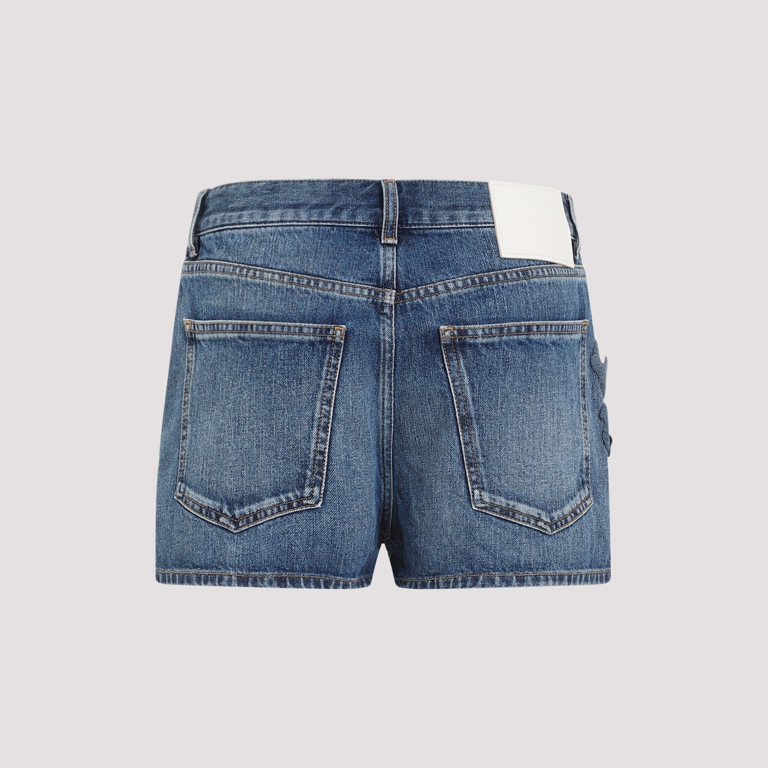 Shop Valentino Ricamo Shorts In Medium Blue Denim