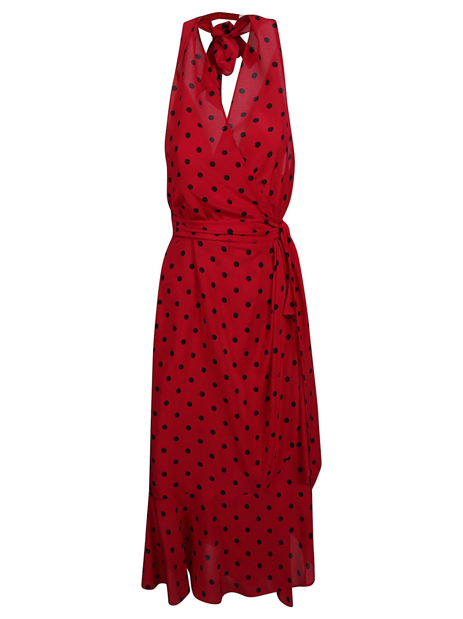 Moschino Dotted Sleeveless Dress In Red
