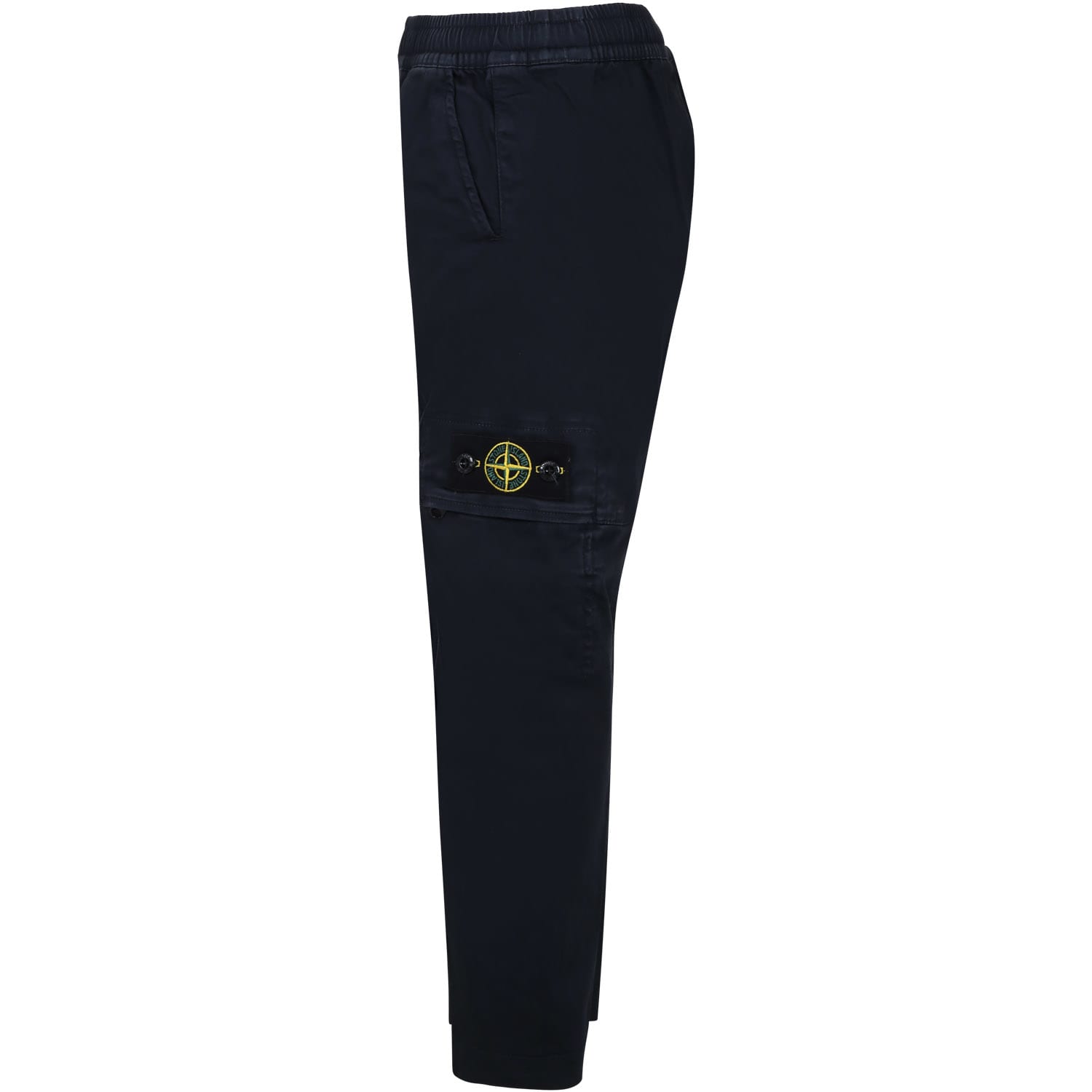 Stone Island Black Trousers For Boy With Compass In Blue