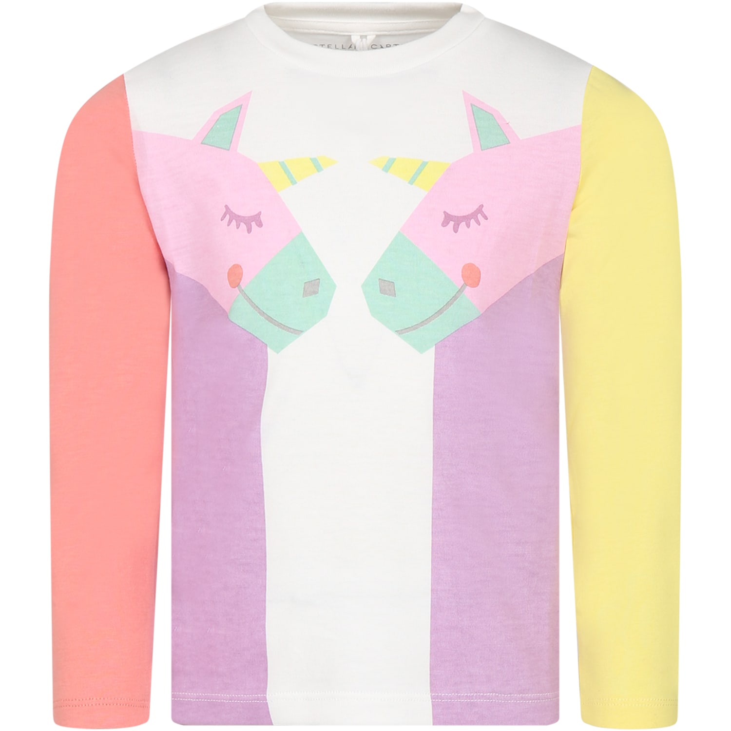 Stella Mccartney Kids' White T-shirt For Girl With Unicorns In Multicolor