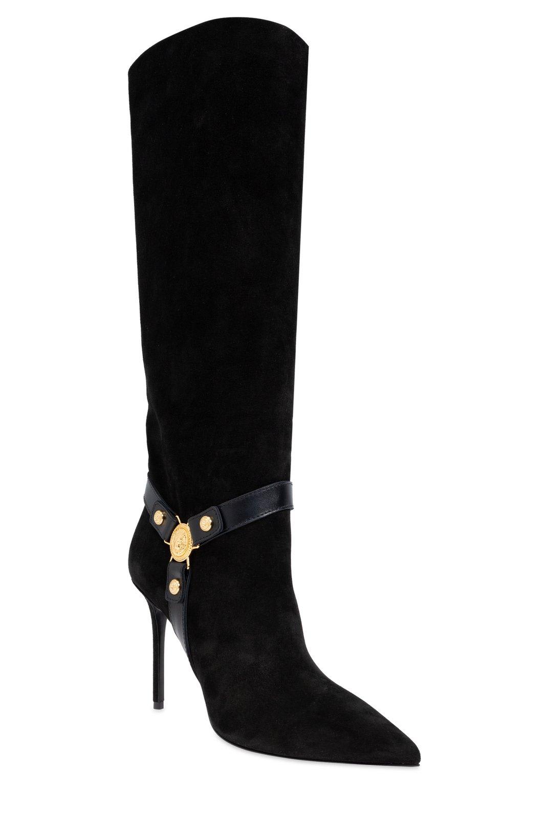 Shop Balmain Eva Knee-high Heeled Boots In Nero