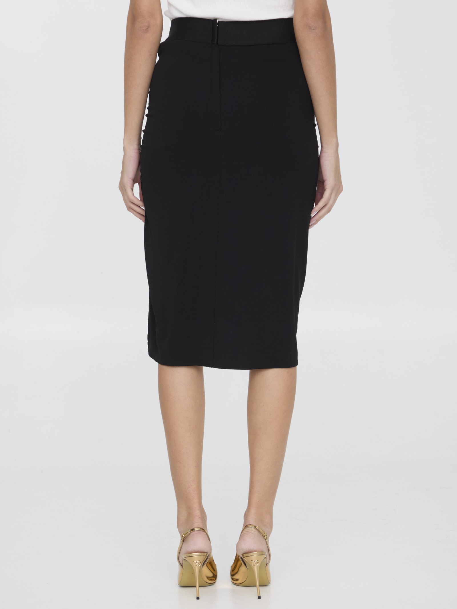 Shop Dolce & Gabbana Asymmetrical Skirt In Jersey In Black