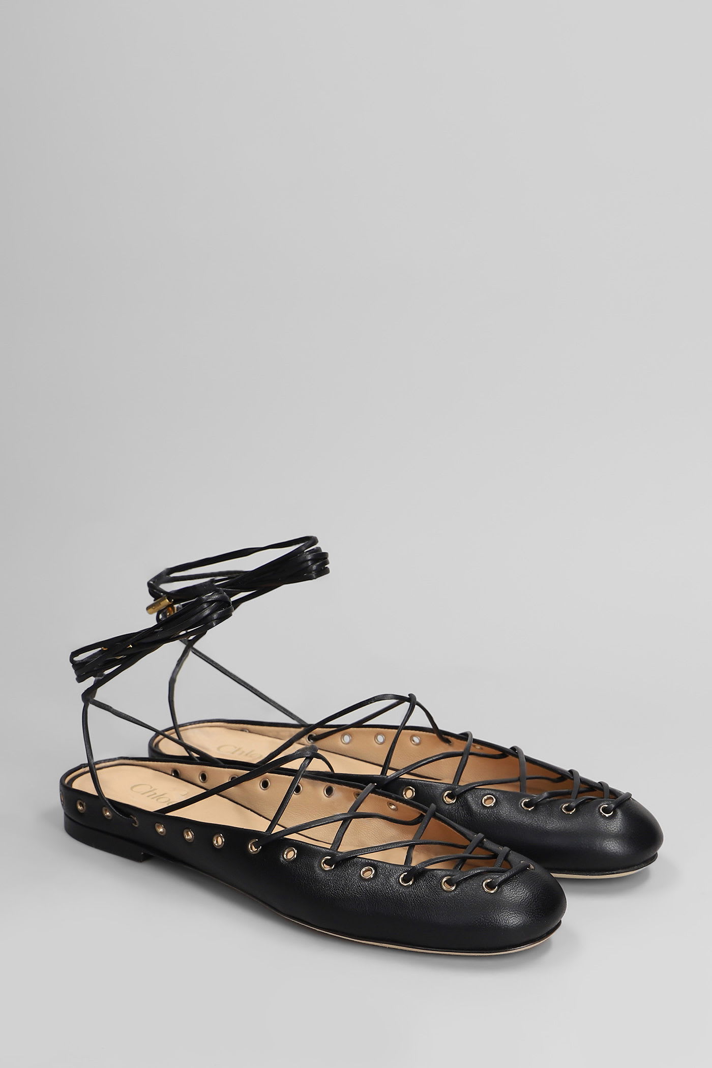Chloé Ghillies Leather Ballerina Flat In Black