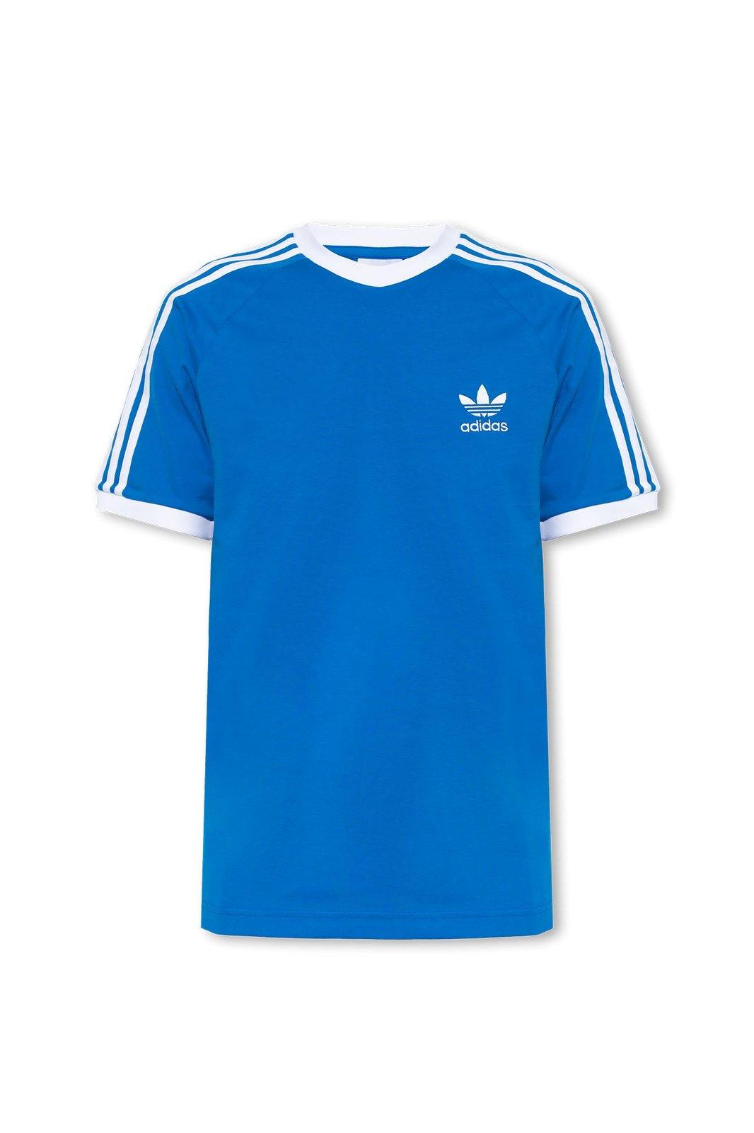 Adidas Originals Logo-embroidered Crewneck T-shirt In Blue
