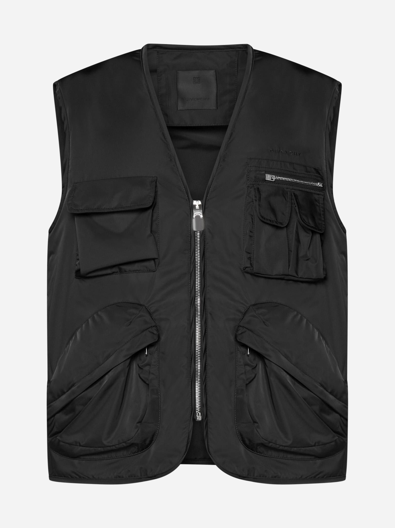 Shop Givenchy Multi-pockets Nylon Vest In Nero