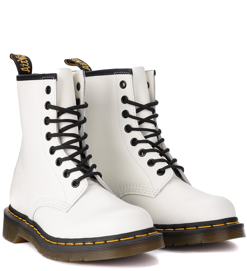 dr martens 1460 white leather flat ankle boots