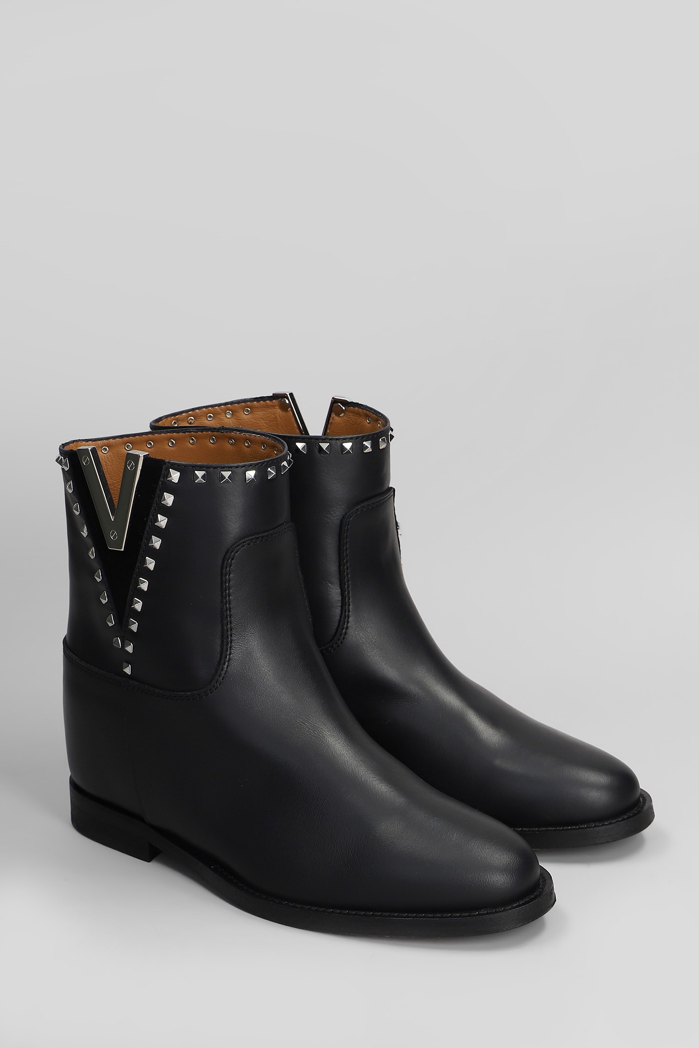 Shop Via Roma 15 Ankle Boots Inside Wedge In Black Leather