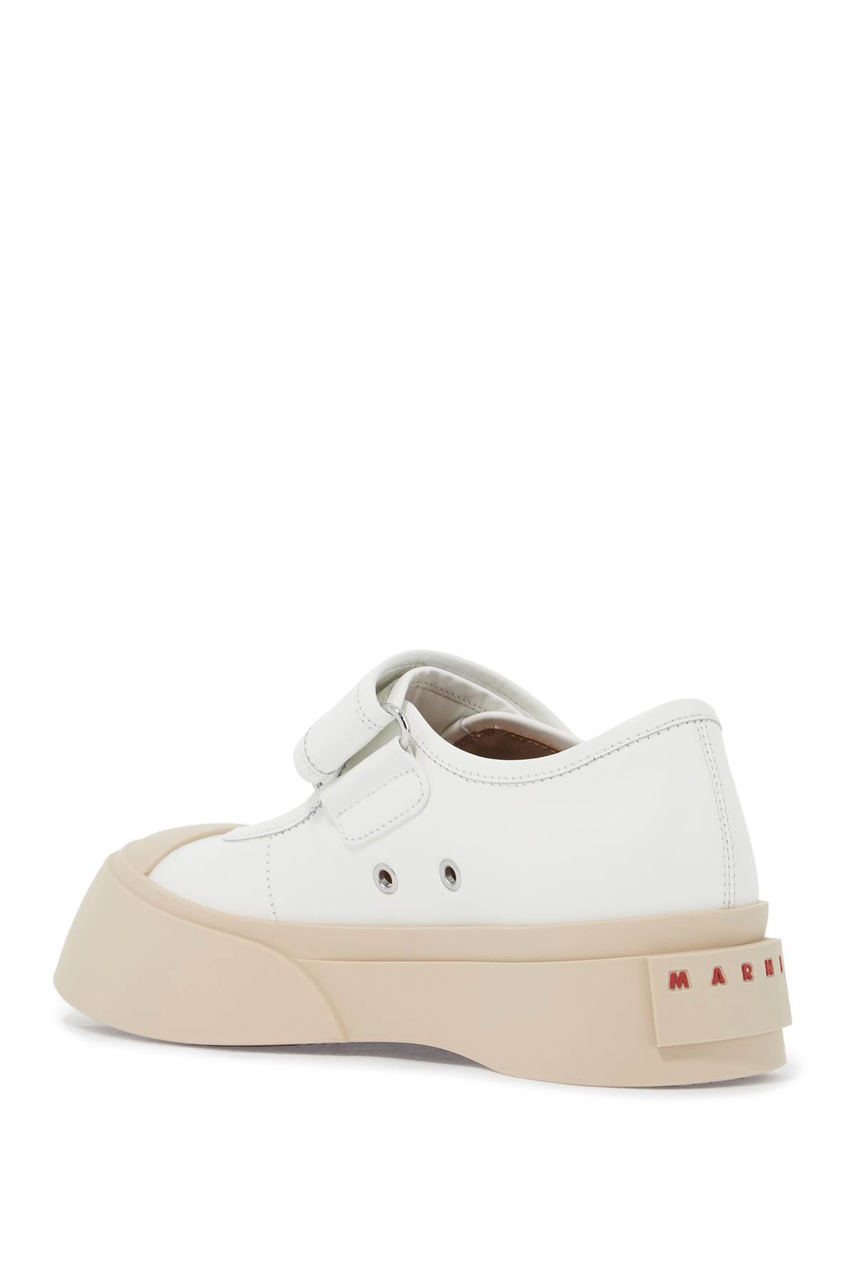 Shop Marni Pablo Mary Jane Nappa Leather Sneakers In Lily White (white)