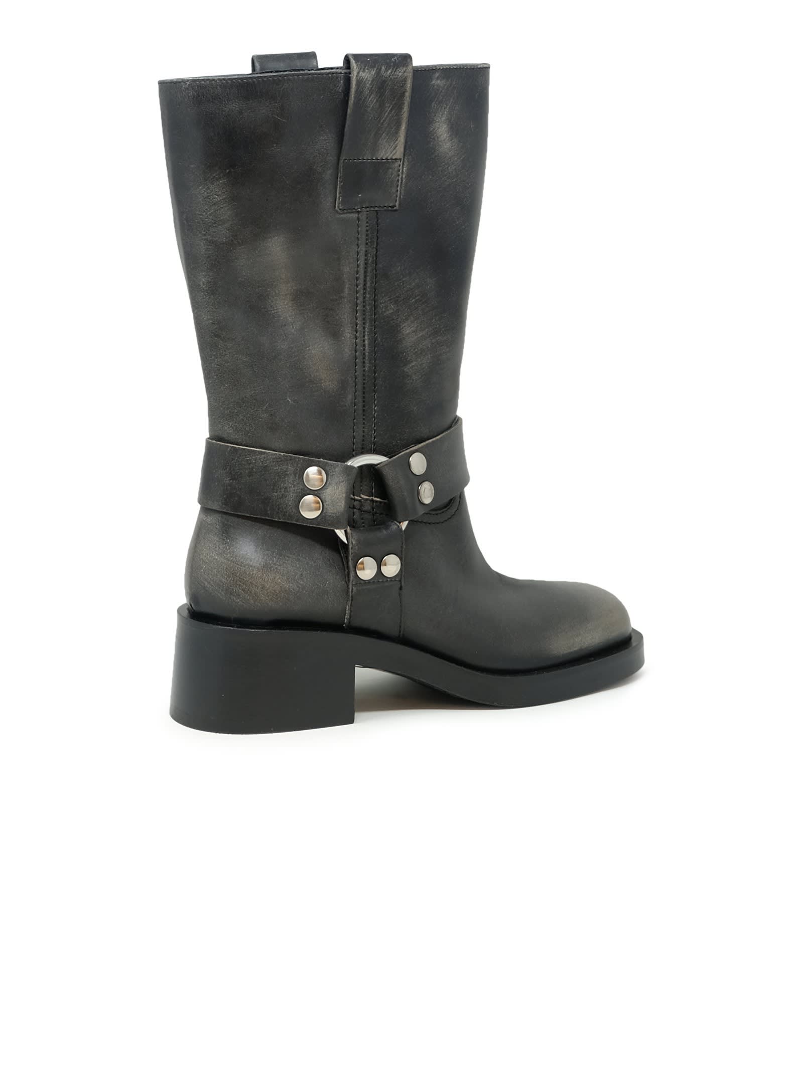 Shop Elena Iachi Leather Boots In Black