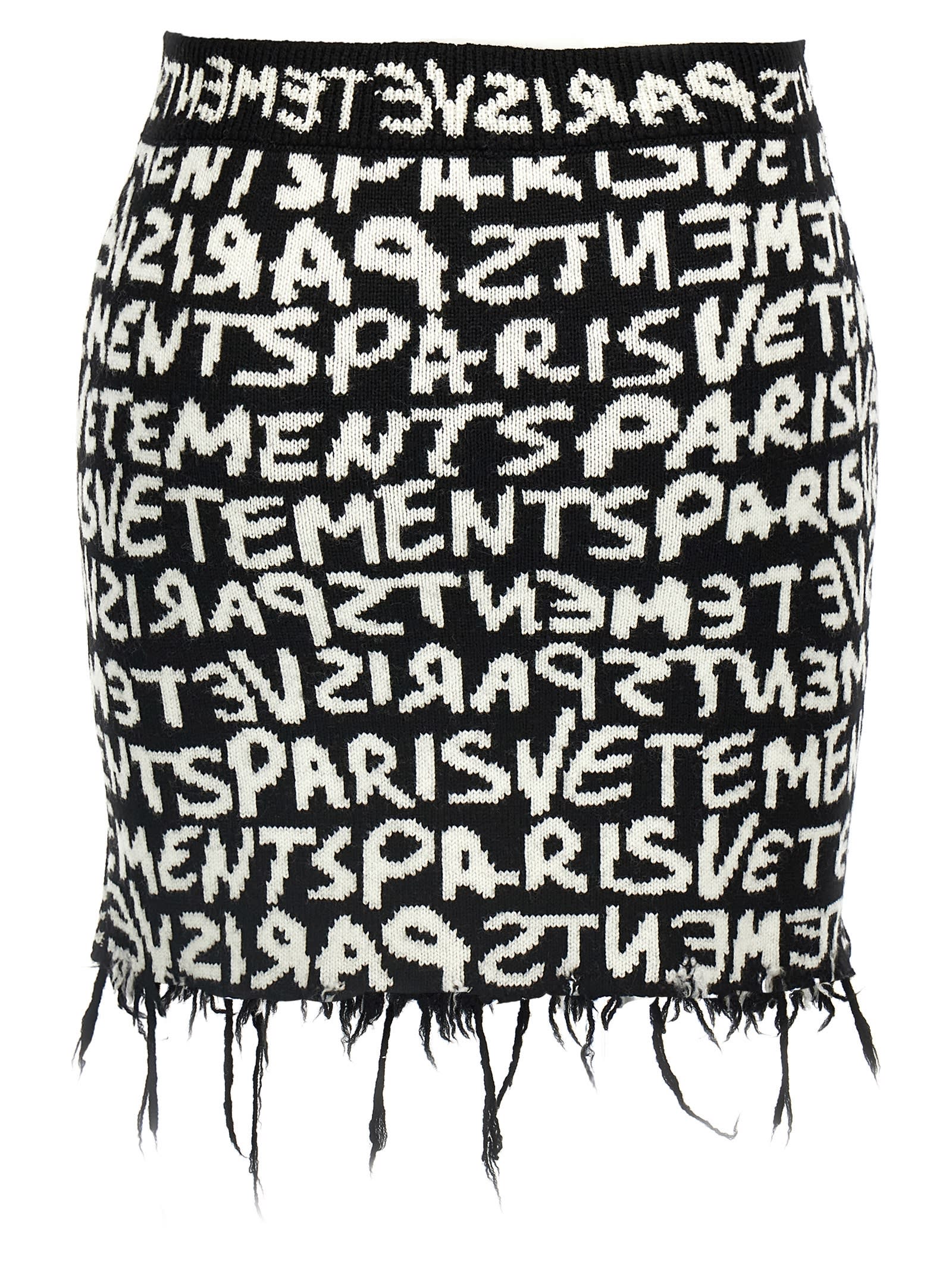 Shop Vetements Paris Monogram Mini Skirt In White/black