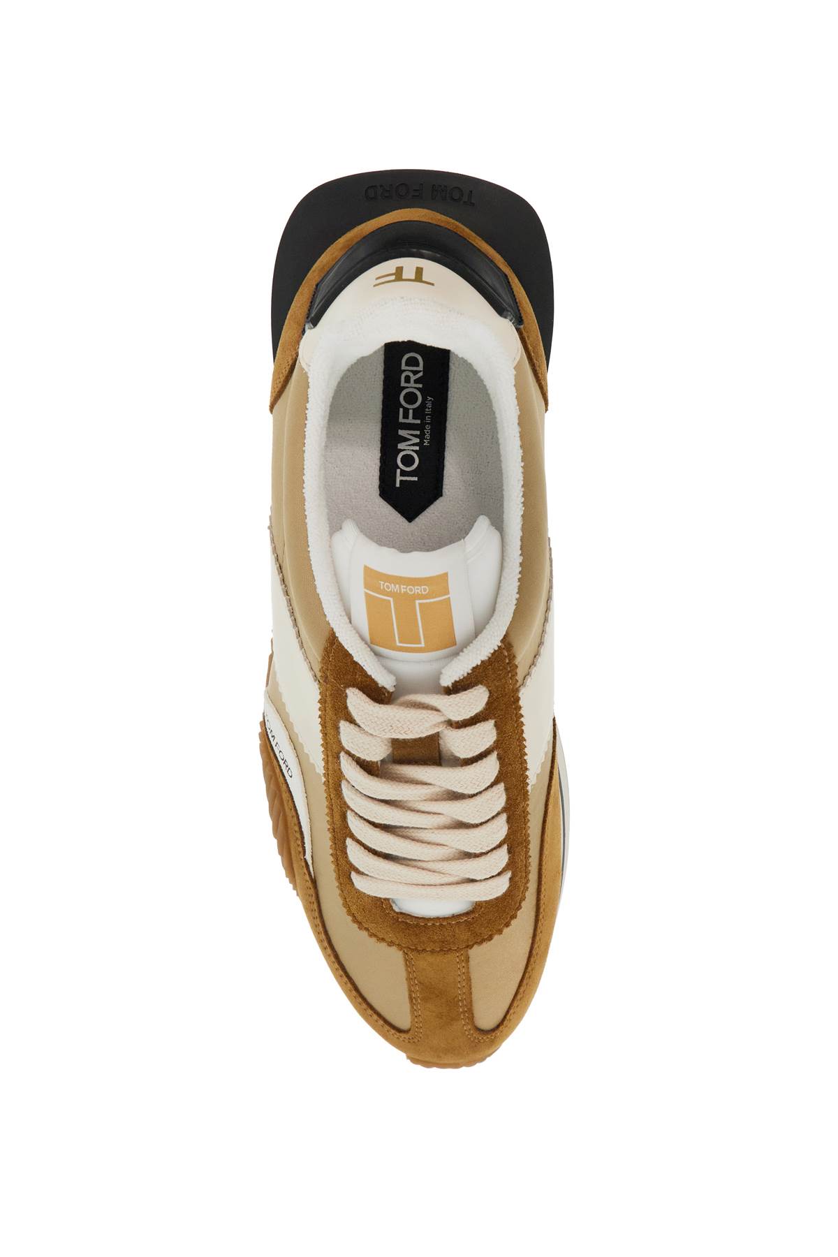 Shop Tom Ford Techno Canvas And Suede James Sneakers In Biscuit/sand + Cream (brown)