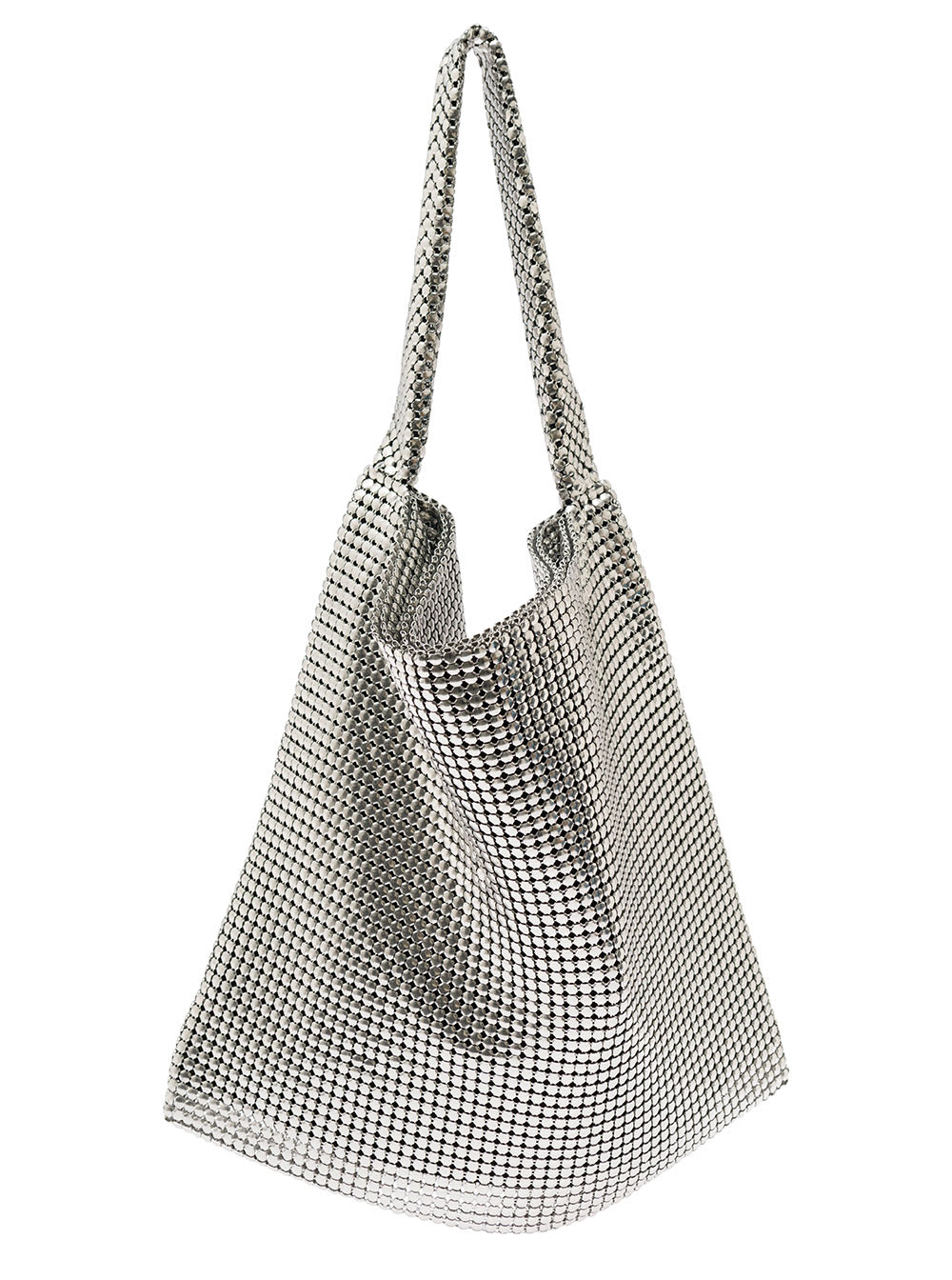 Shop Rabanne Pixel Silver-tone Tote Bag In Metallic Mesh Woman