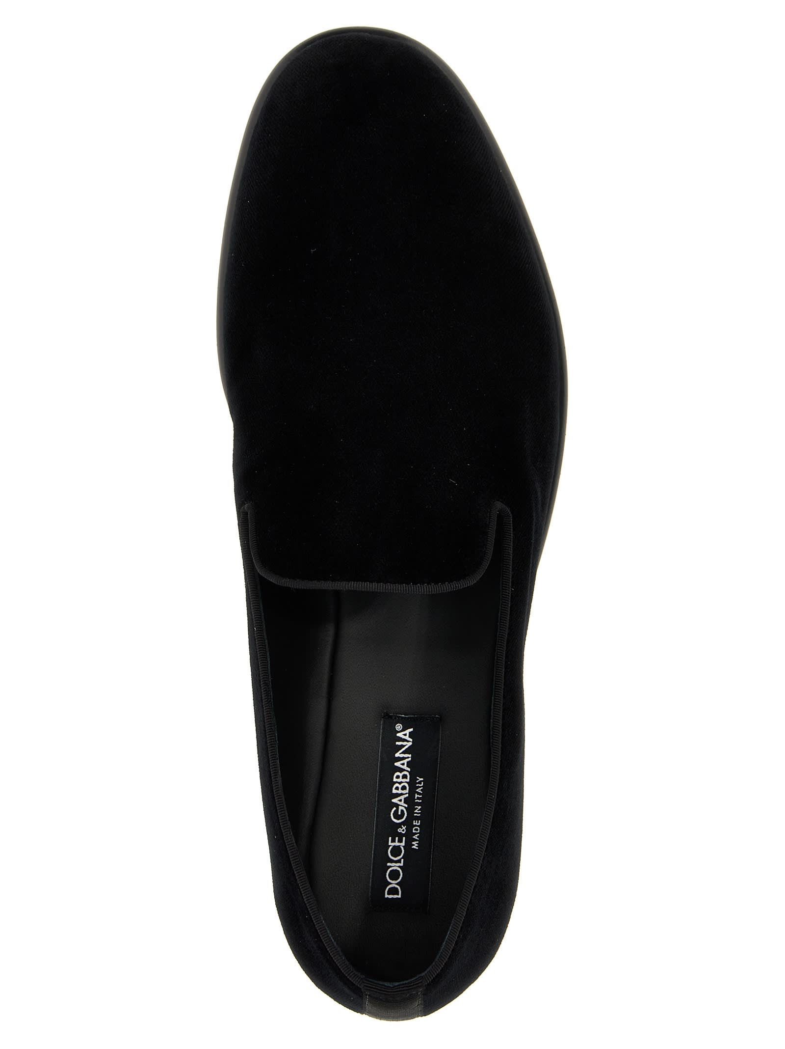 Shop Dolce & Gabbana Velvet Slipper In Black