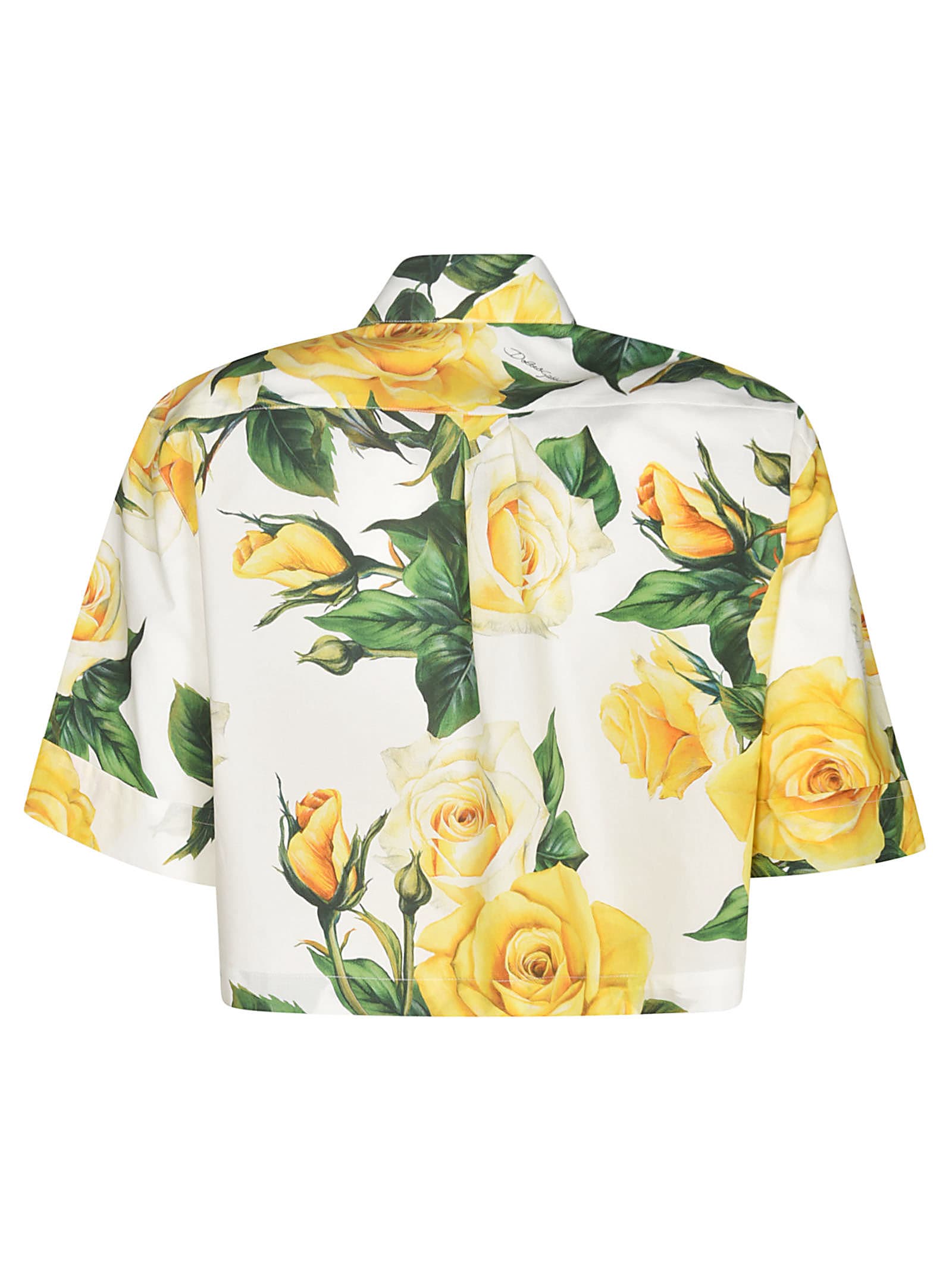 Shop Dolce & Gabbana Floral Cropped Shirt In Multicolor