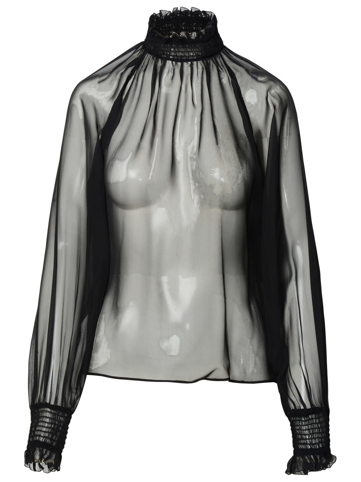 Dolce & Gabbana Chiffon Blouse In Nero
