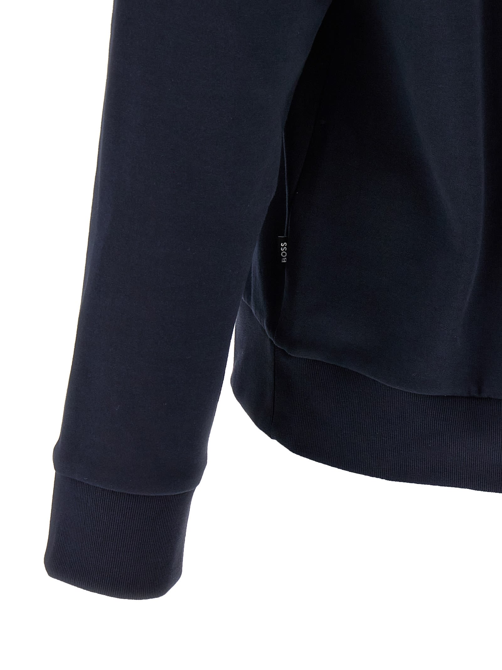 Hugo Boss Mens Boss Branded Crewneck Cotton-blend Sweatshirt In Blue