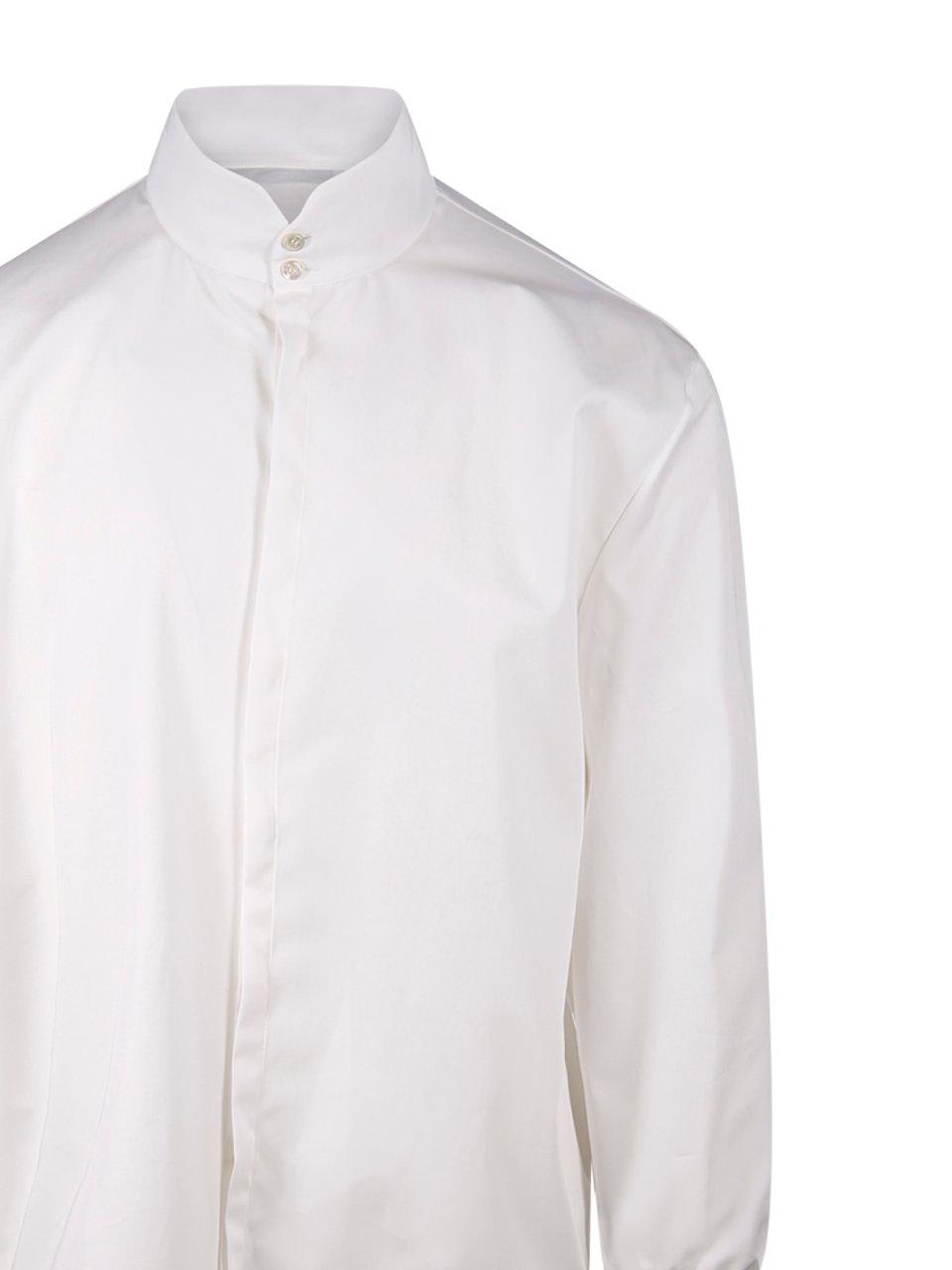 Shop Saint Laurent Button Detailed Long-sleeved Shirt In Gesso