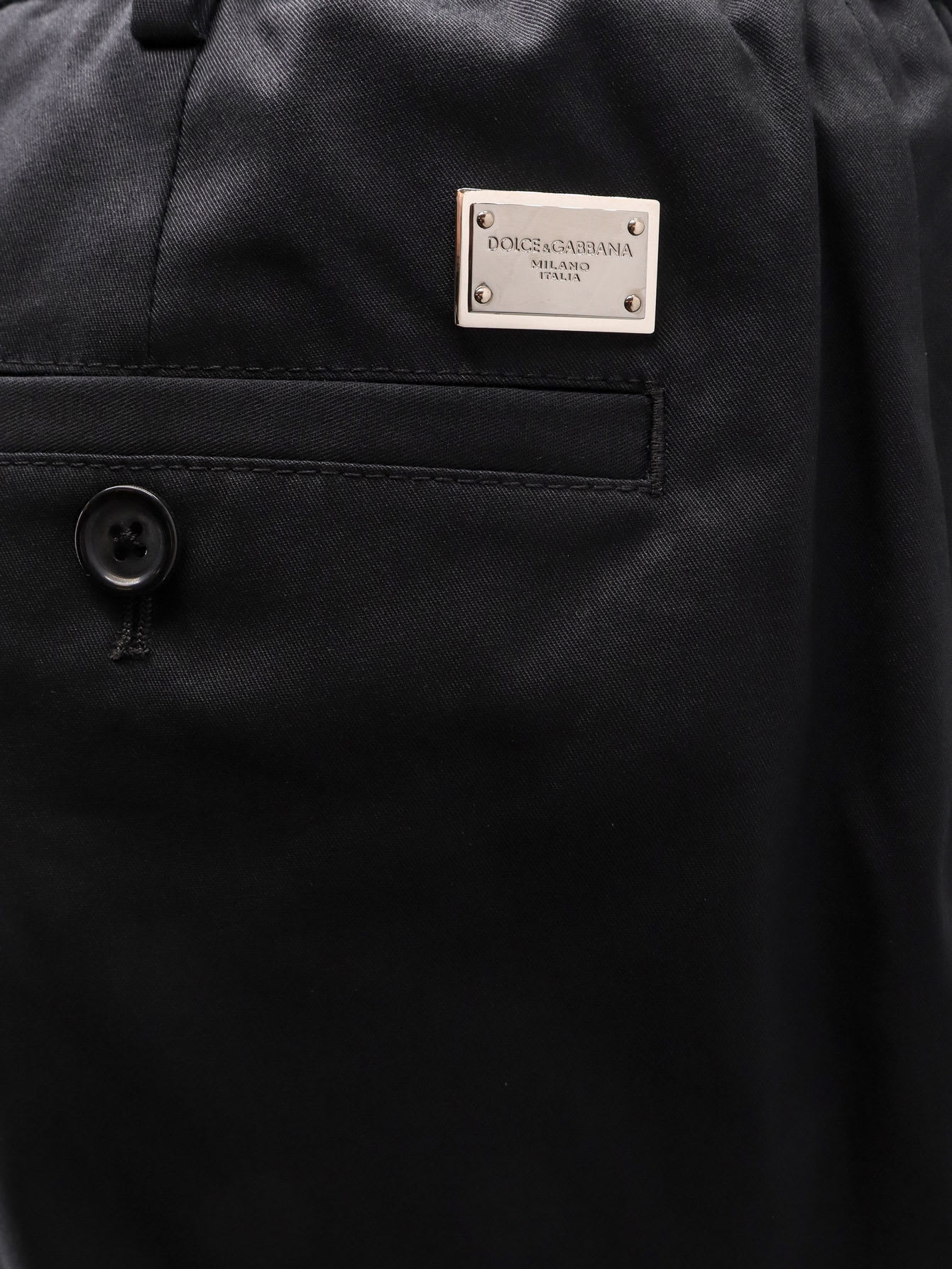Dolce & Gabbana Cotton Trouser With Elastic Inserts And Drawstring In Black