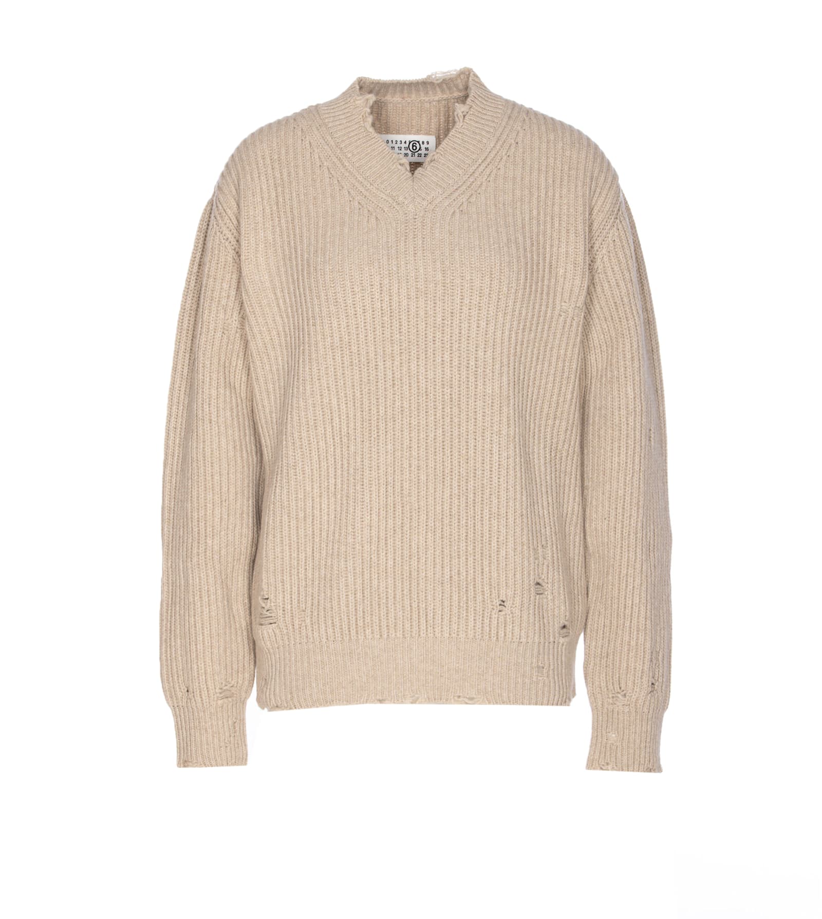 Mm6 Maison Margiela Beige Wool Sweater