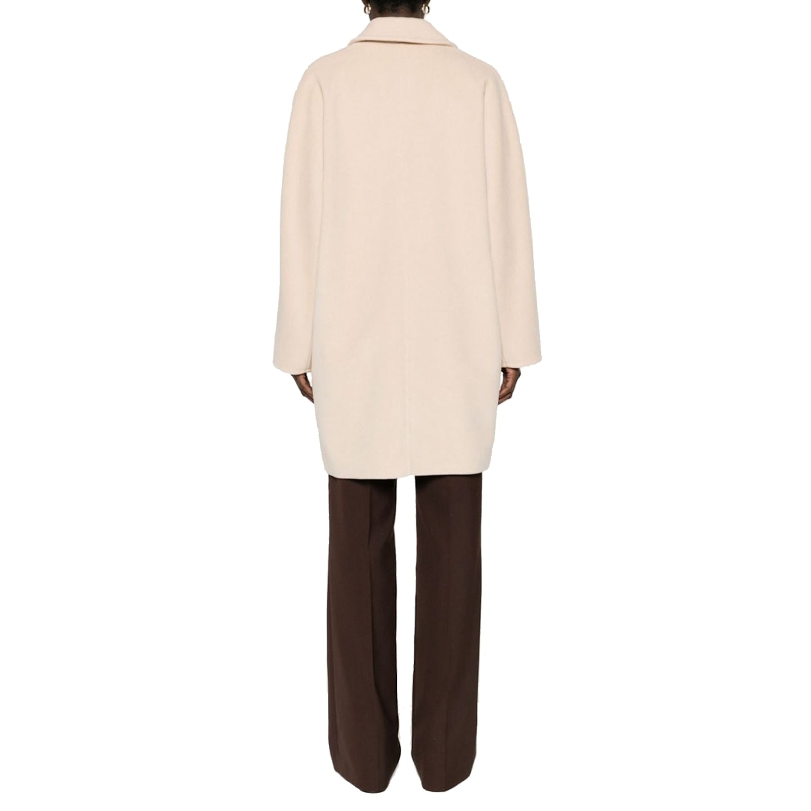 Max Mara Oversized Wool And Cashmere Coat With Lapel Collar And Kimono Sleeves In Neutral