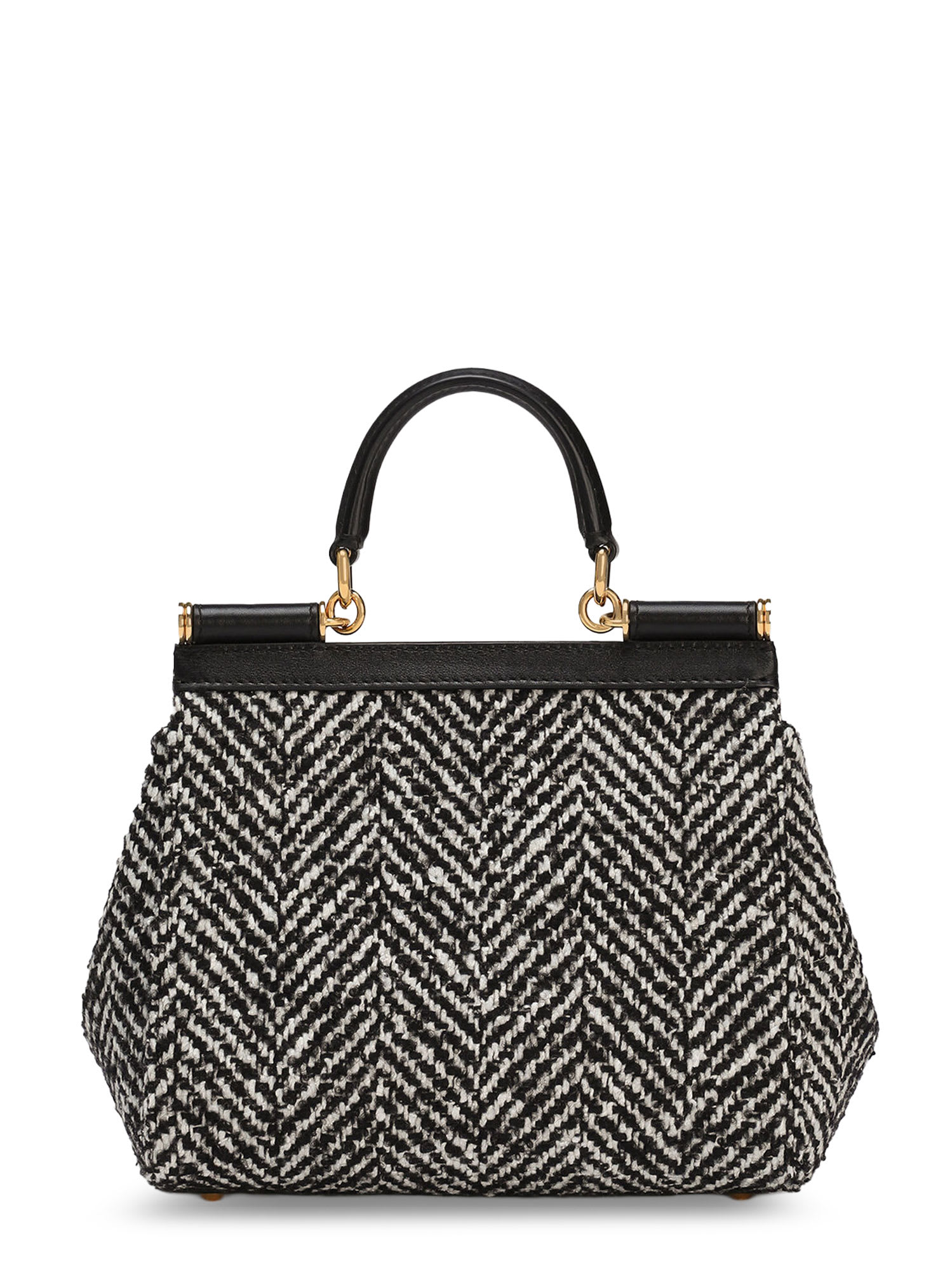 Dolce & Gabbana Sicily Medium Chevron Fabric Shoulder Bag In White