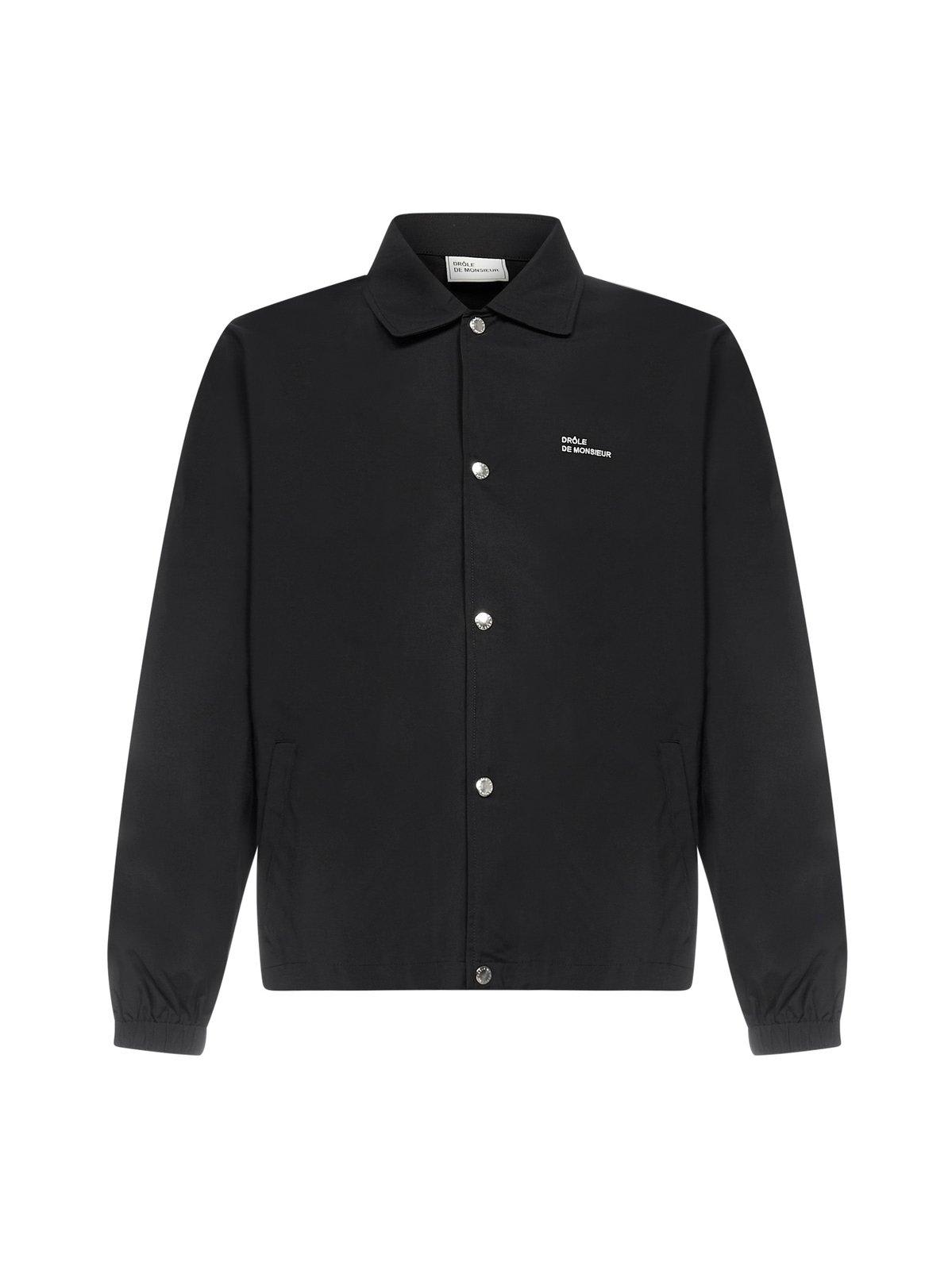 Drôle De Monsieur Techno Fabric Black Jacket In Black