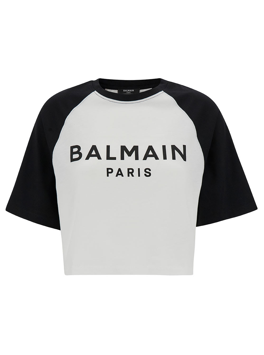 Shop Balmain Printed Raglan Cropped T-shirt