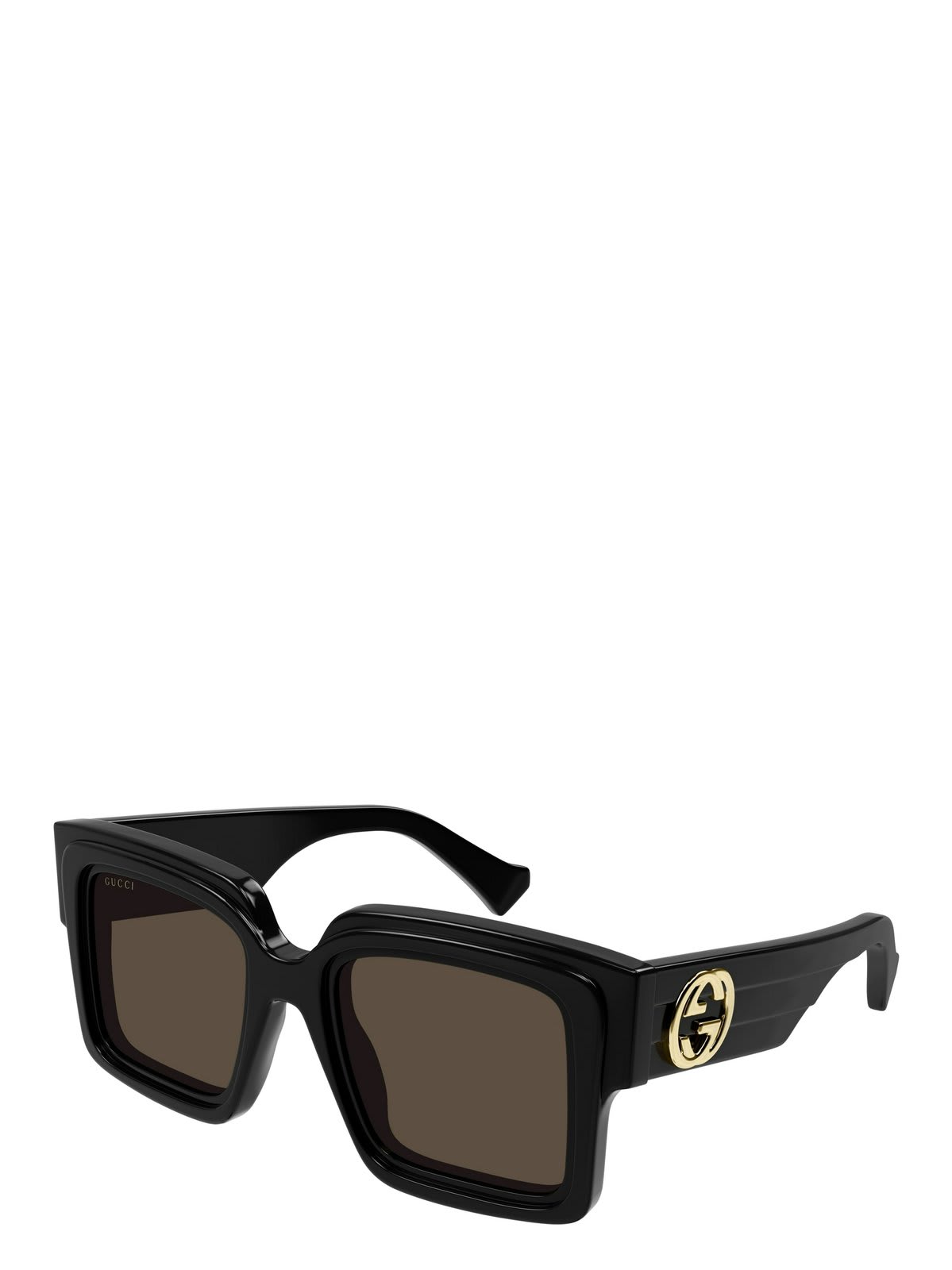 Gucci Square Frame Sunglasses In 001 Black Black Brown
