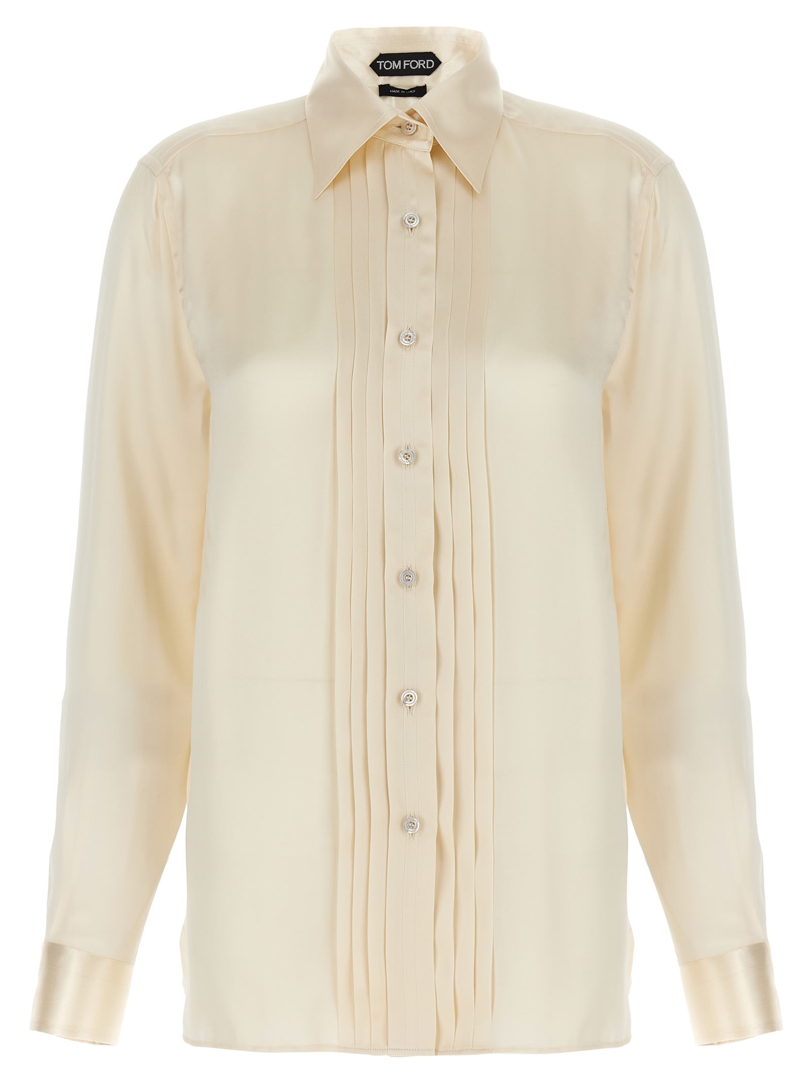 Shop Tom Ford Pleated Plastron Shirt In White