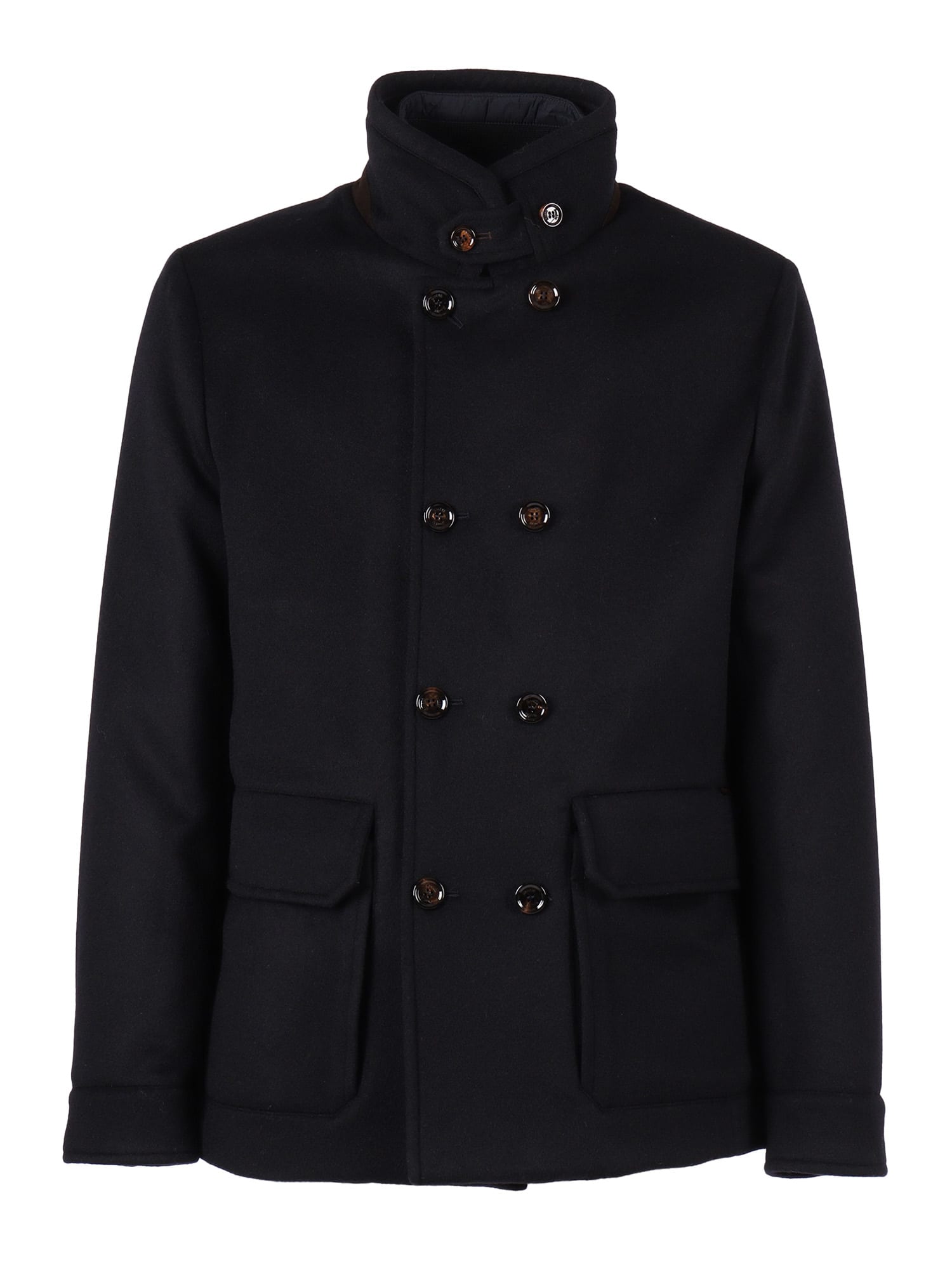 Moorer Tailored Black Jacket With Classic Lapel And Button Closure In Blue