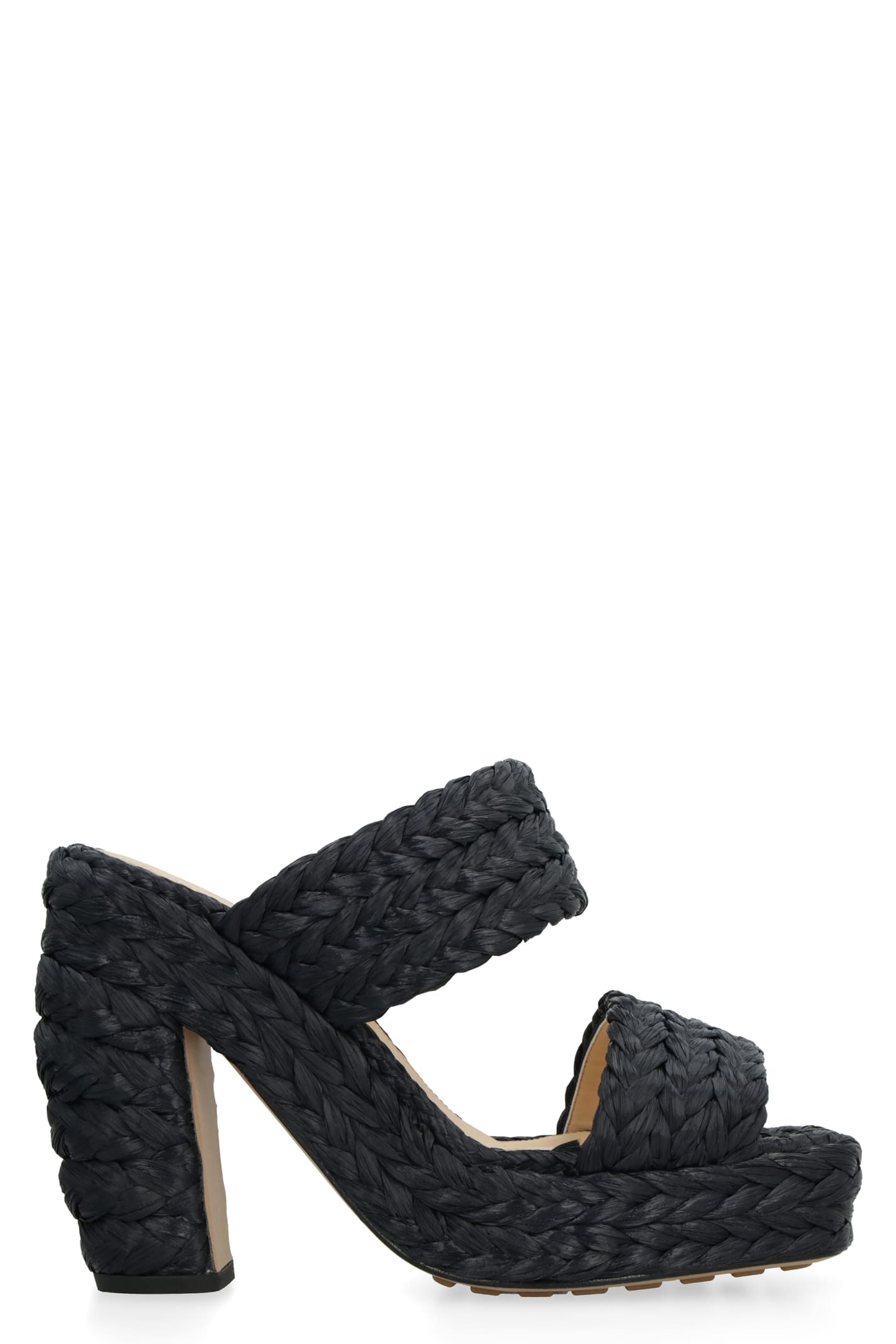 Shop Bottega Veneta Canalazzo Raffia Mules In Black