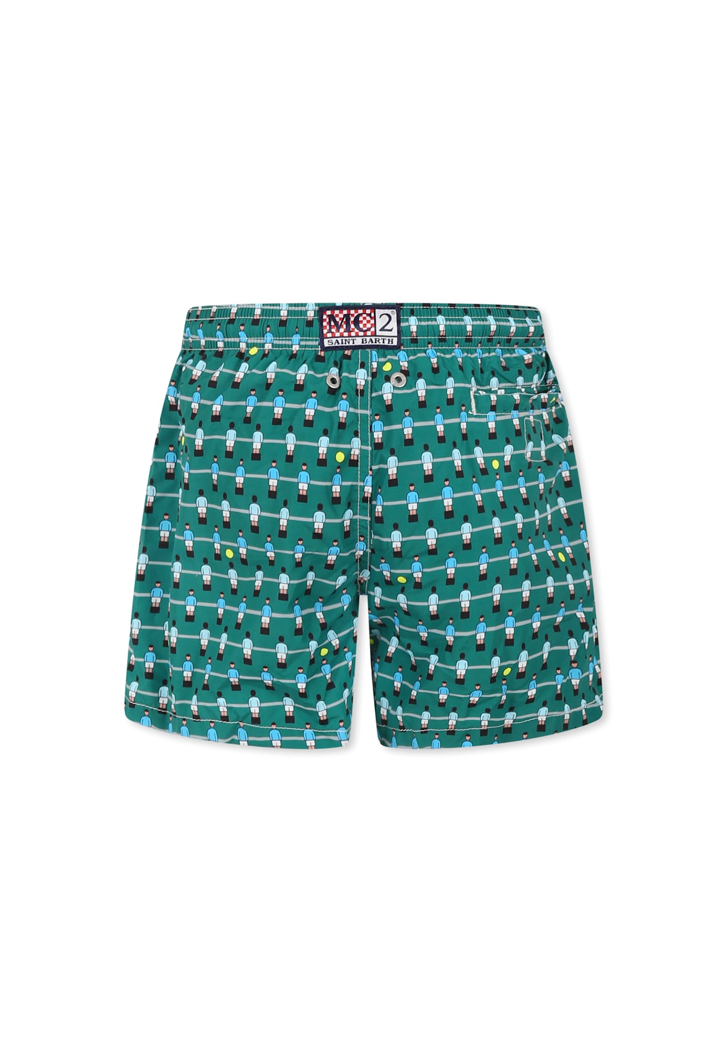 MC2 SAINT BARTH GREEN SWIM SHORTS FOR BOY WITH FOOSBALL PRINT