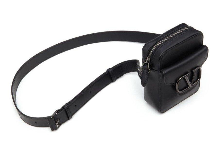 Valentino Garavani Loc Go Plaque Mini Crossbody Bag In Black