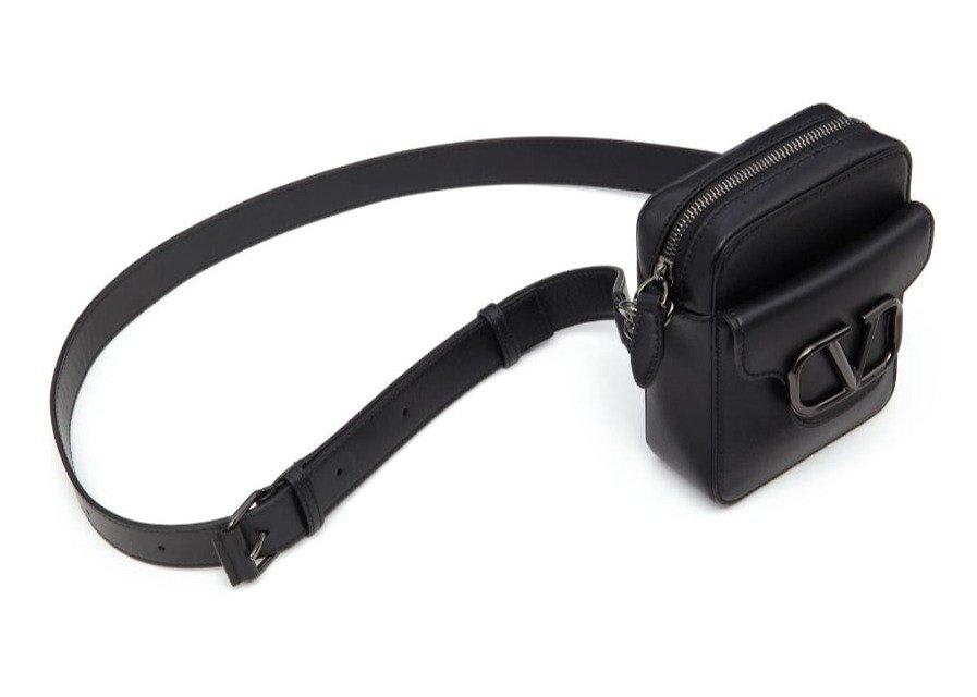 Shop Valentino Garavani Loc Go Plaque Mini Crossbody Bag In Black