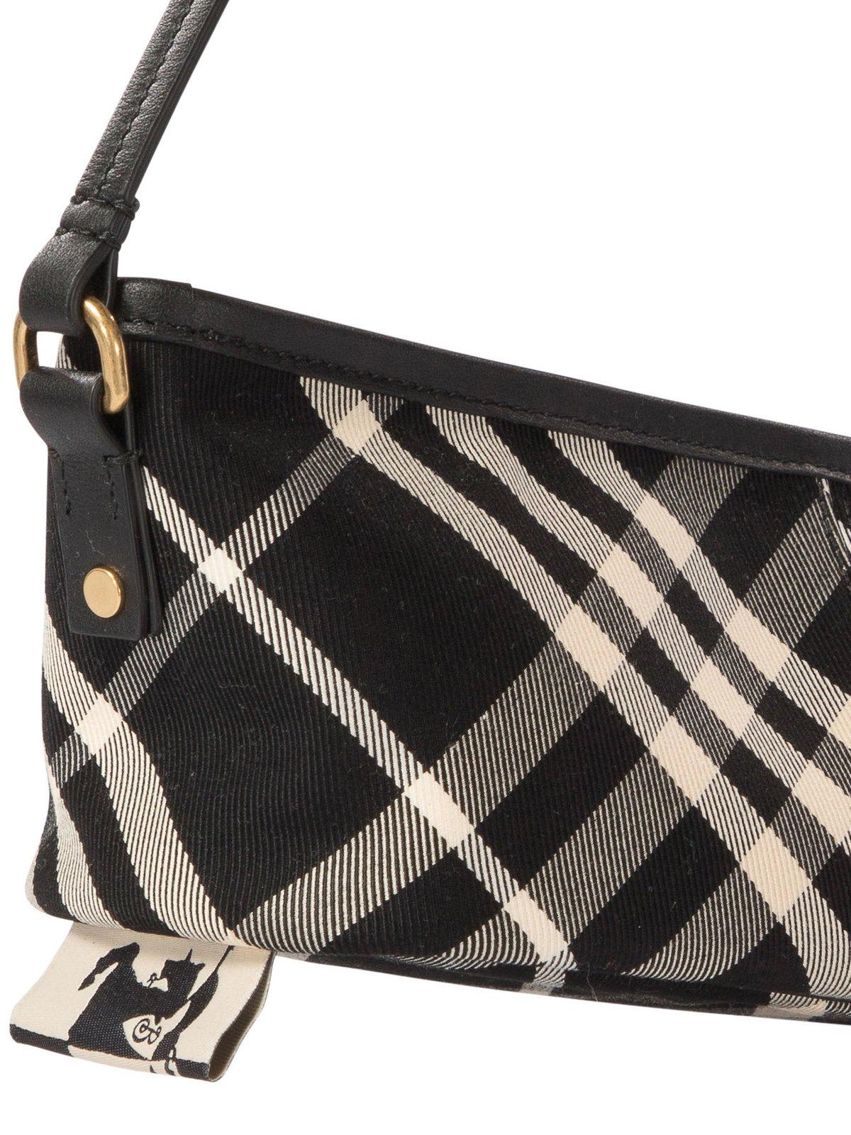 Shop Burberry Vintage Check Zipped Mini Shoulder Bag In Black/calico