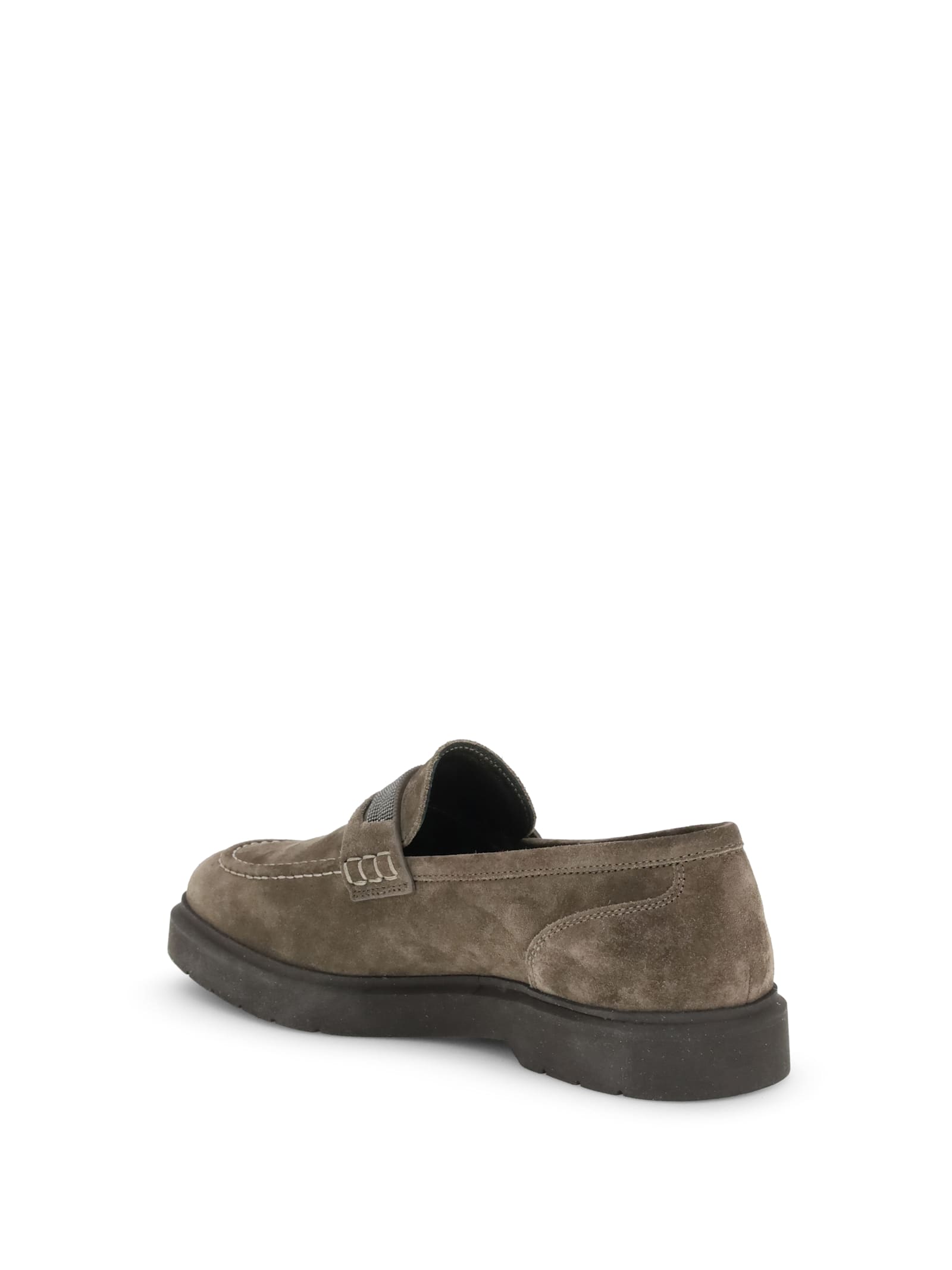 Brunello Cucinelli Suede Monili Penny Loafers