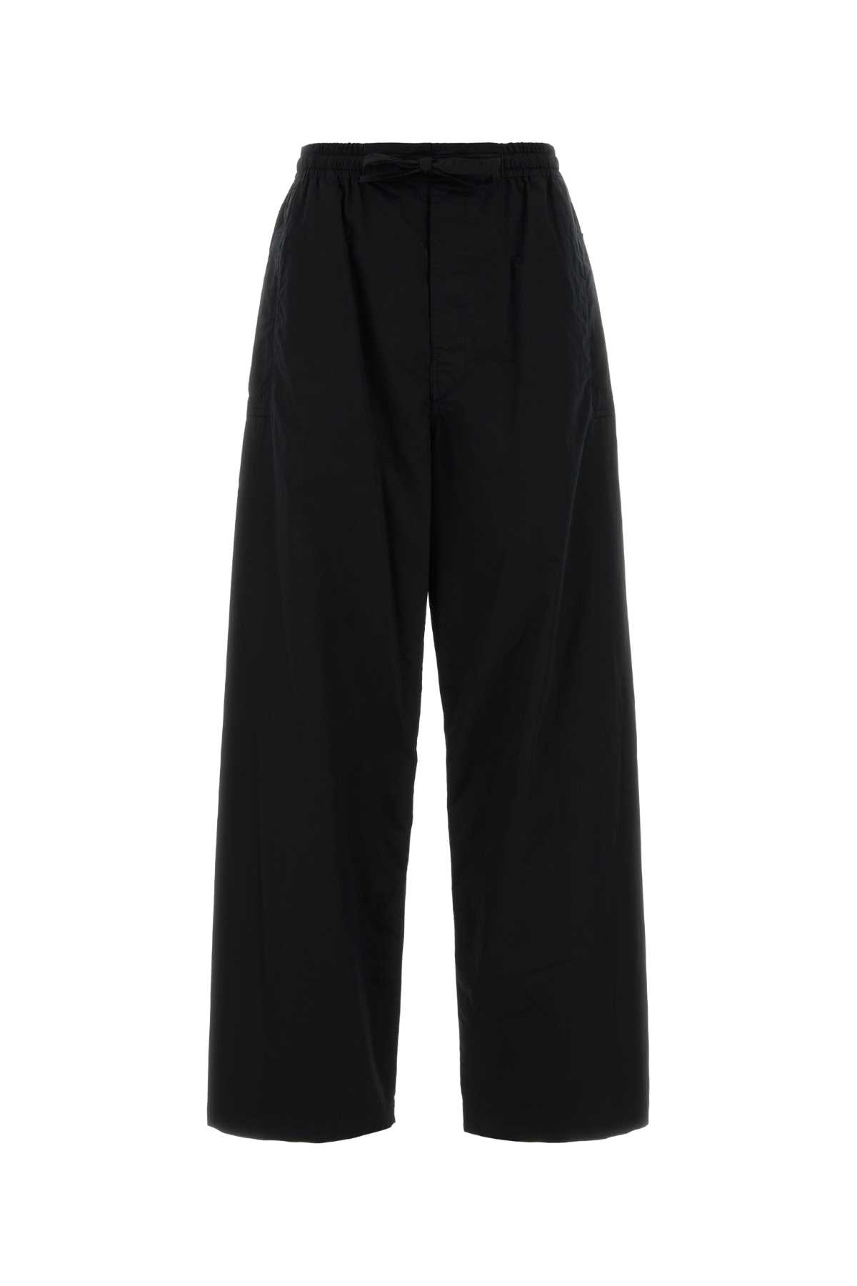 Lemaire Relaxed Poplin Trousers Wide Leg In Black