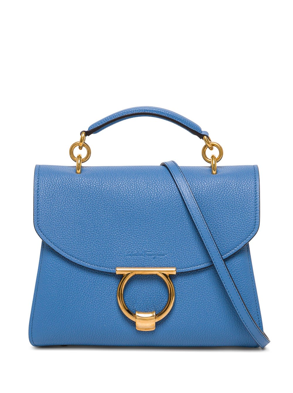 Salvatore Ferragamo Margot Crossbody Bag In Light Blue Leather