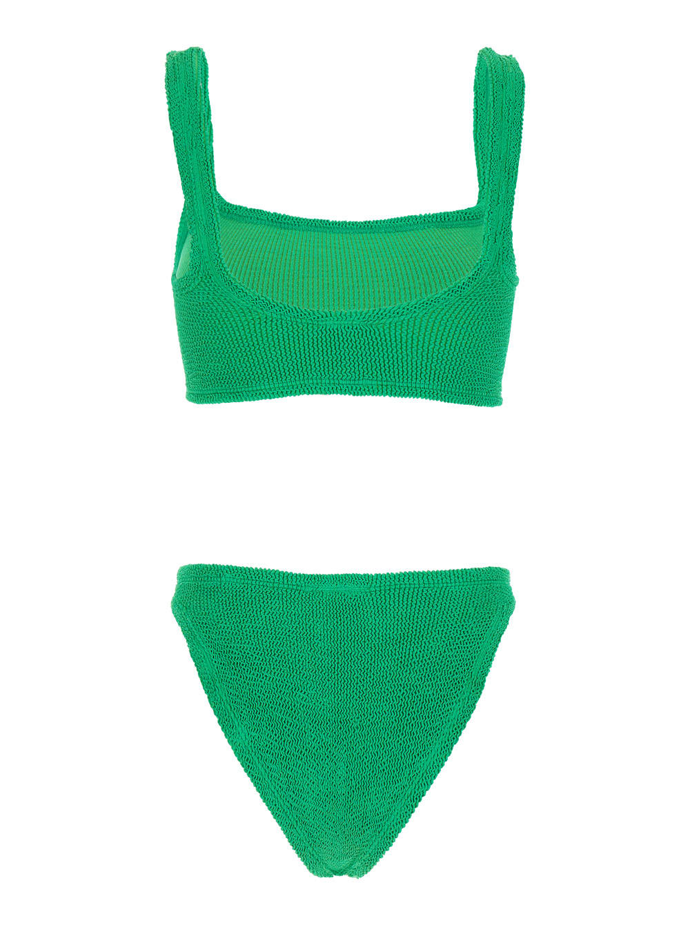 Shop Hunza G Xandra Green Bikini With Fixed Straps In Ribbed Stretch Polyamide Woman