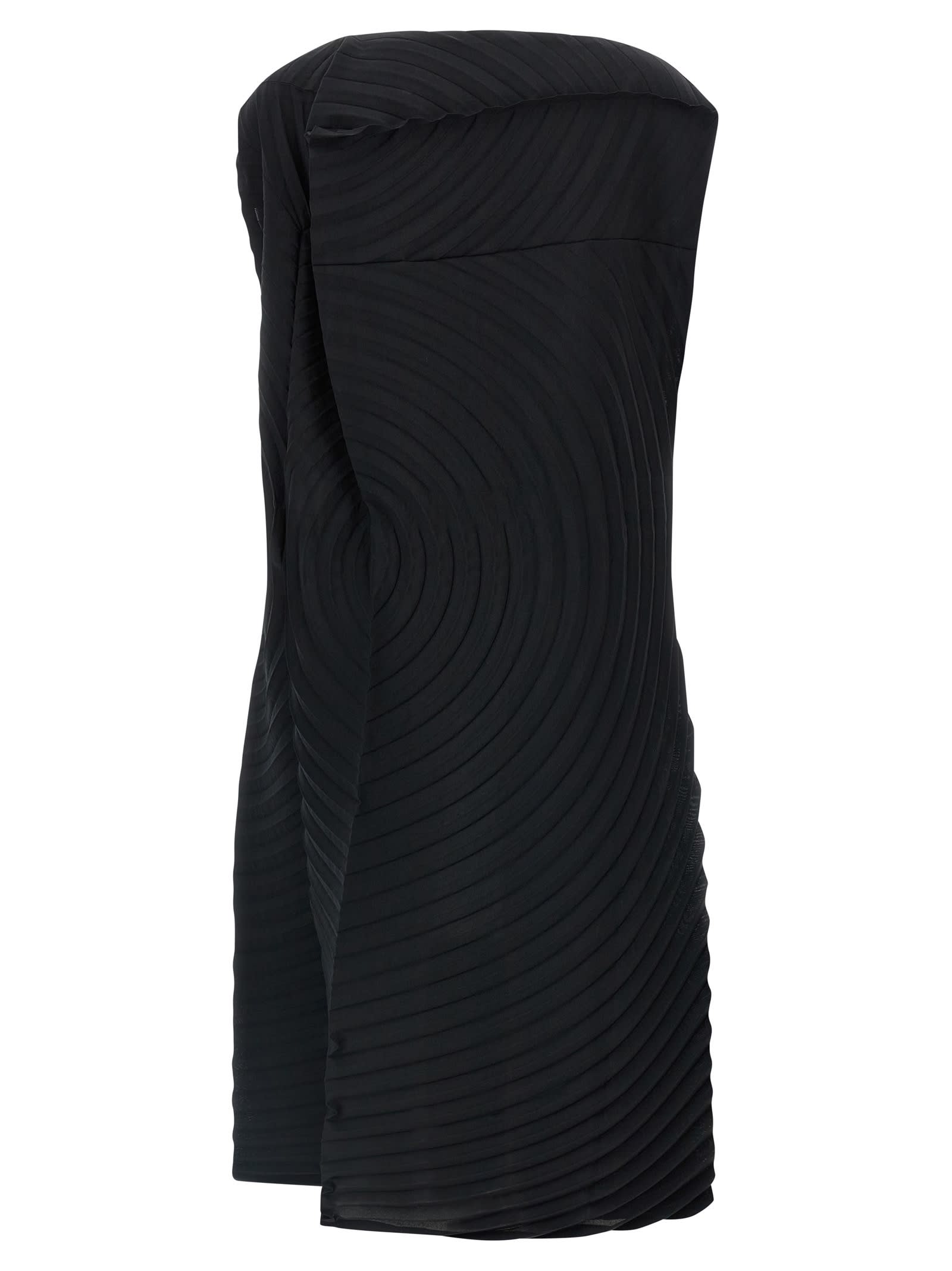 Issey Miyake Paper Bag Pleats Midi Dress In Black