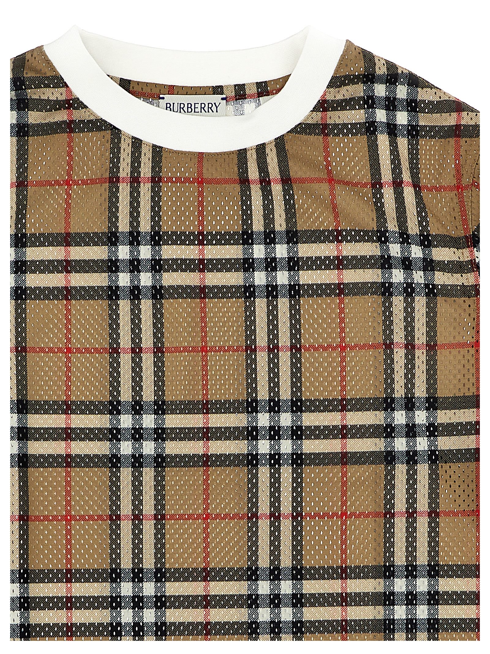 Shop Burberry Check T-shirt In Beige