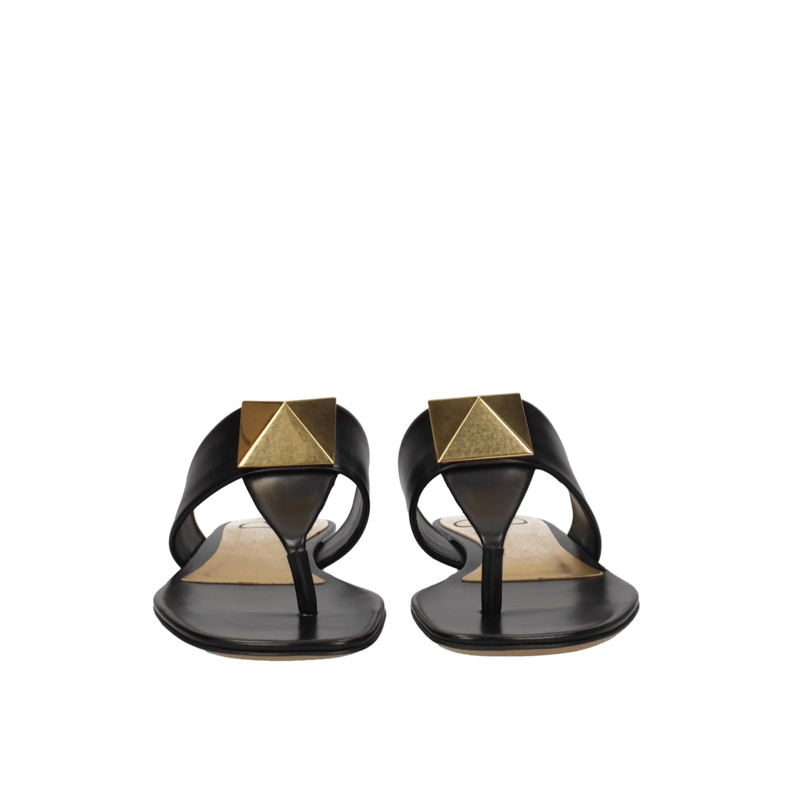 Shop Valentino Garavani One Stud Leather Thong Sandals In Black