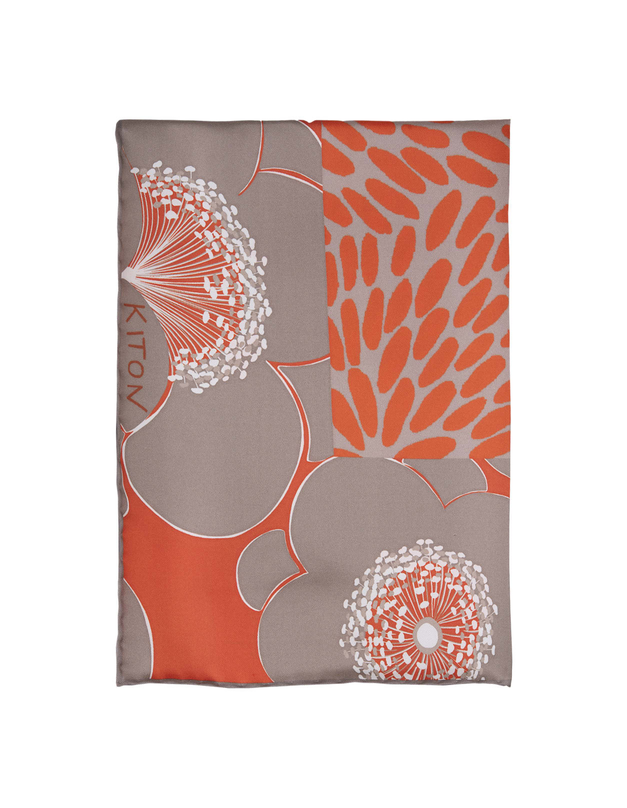 Shop Kiton Orange Printed Silk Scarf