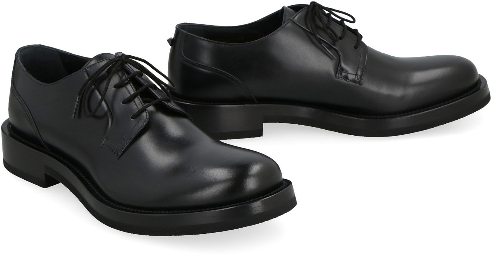 Valentino Derby Rockstud Essential Leather Lace-up Shoes In Animal Print