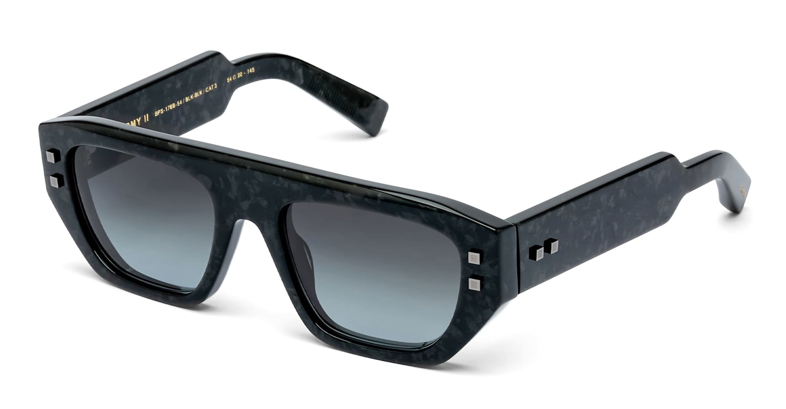 Balmain B-army Ii - Leather Black / Black Rhodium Sunglasses In Black