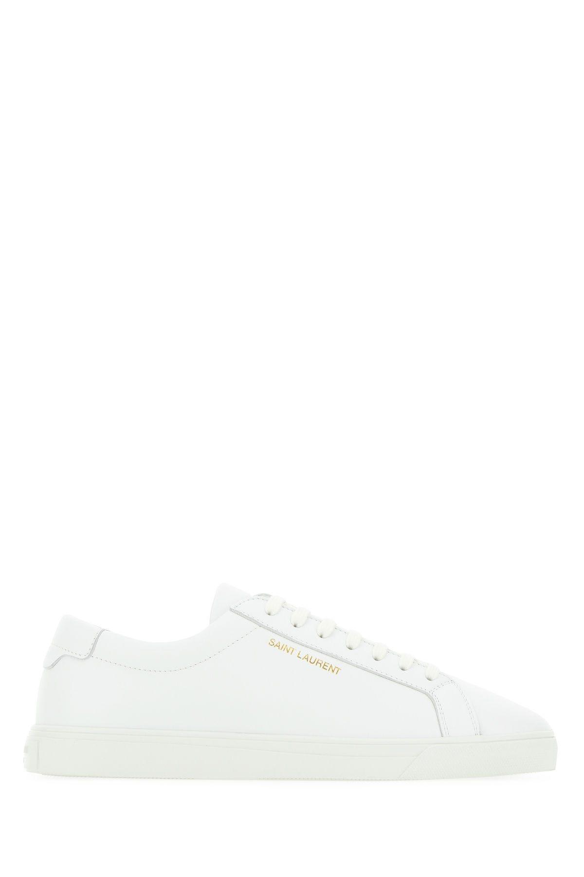 SAINT LAURENT WHITE LEATHER ANDY SNEAKERS