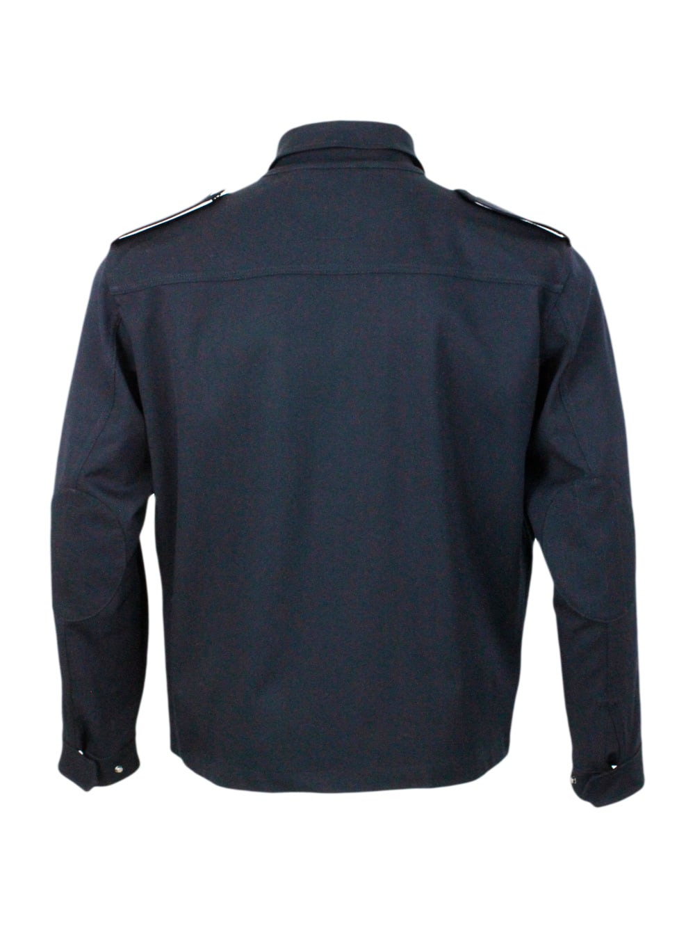 Shop Kired Jacket In Special Stretch Water-repellent Wool Canvas Fabric With Standing Collar And Patch Pockets  In Blu