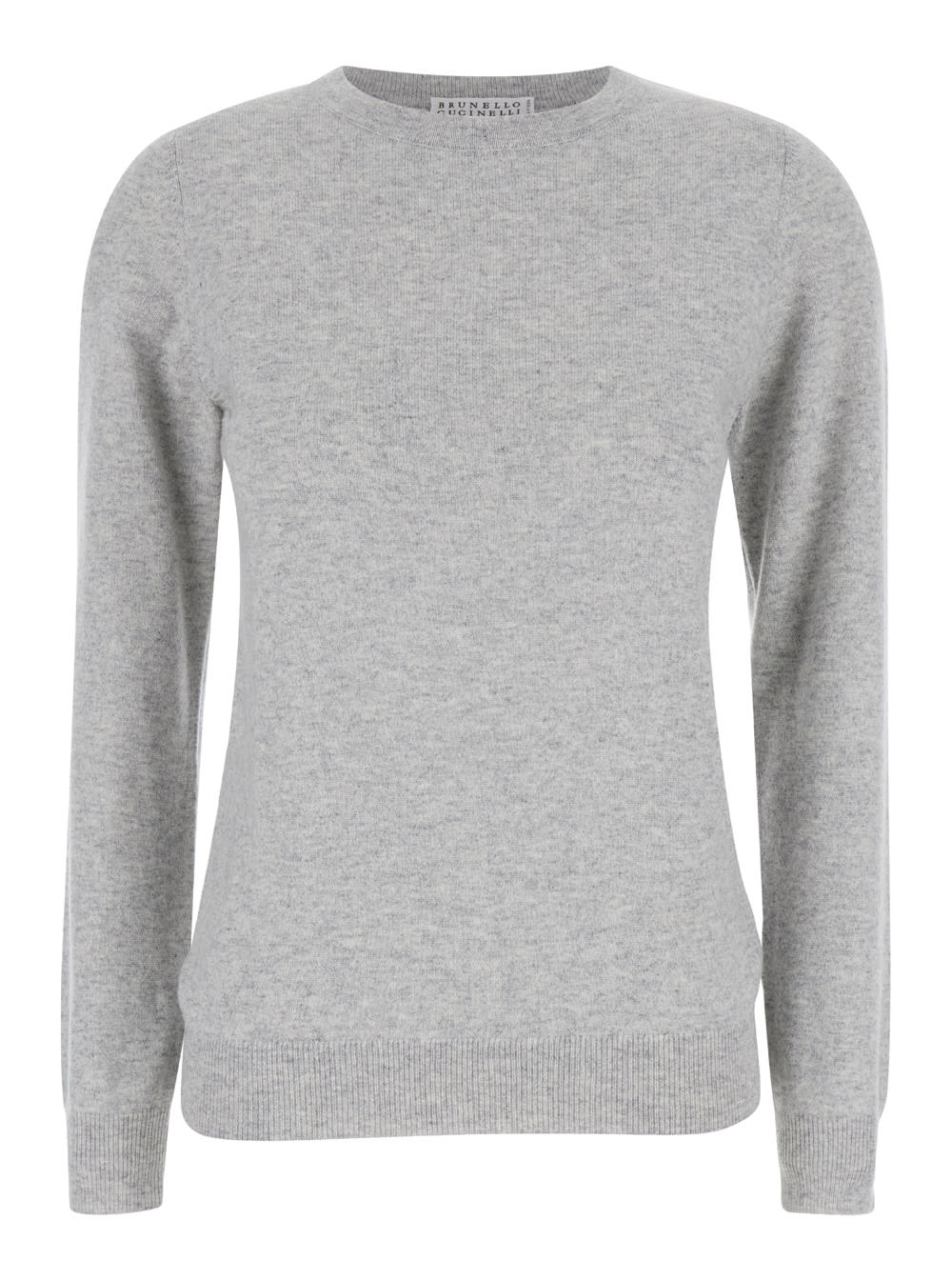 Shop Brunello Cucinelli Grey Crewneck Sweater In Cashmere Woman