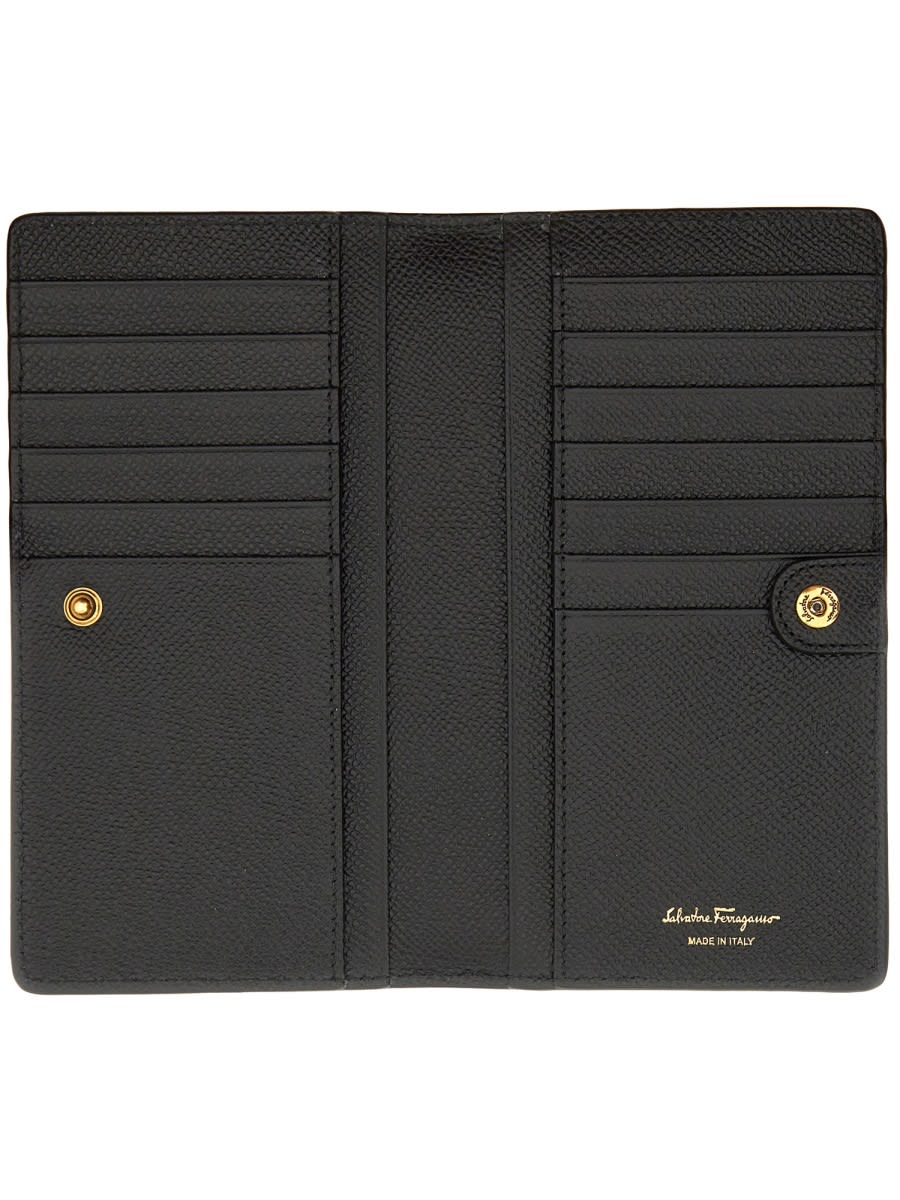 Ferragamo Zip Pocket Gancini Wallet In Black